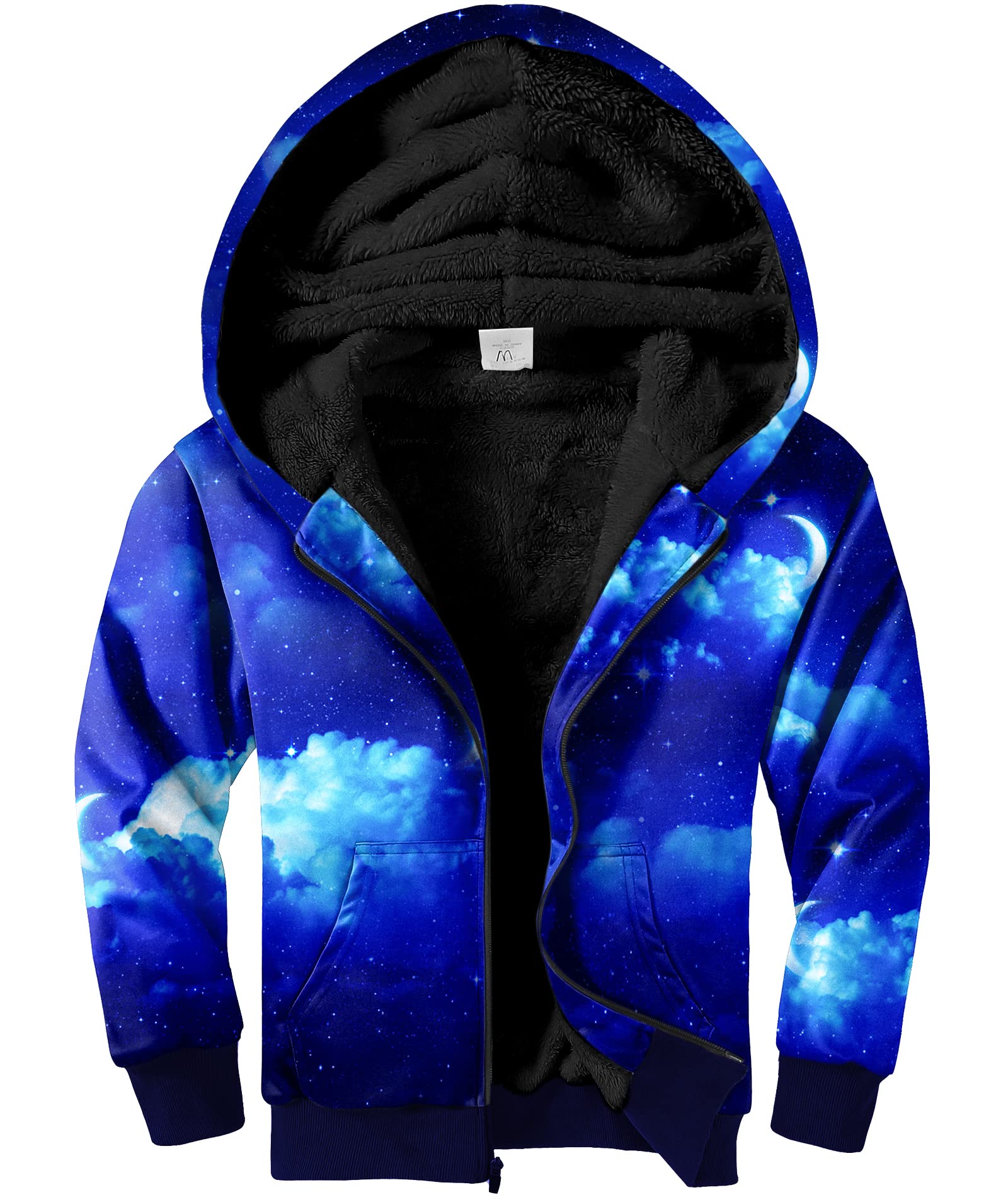 SWISSWELL Boys Graphic Fleece Hooded Jacket - Long Sleeve Youth Zip-Up Sweatshirt for Spring Fall Winter | Warm Casual Outerwear for School, Playdates & Outdoor Activities