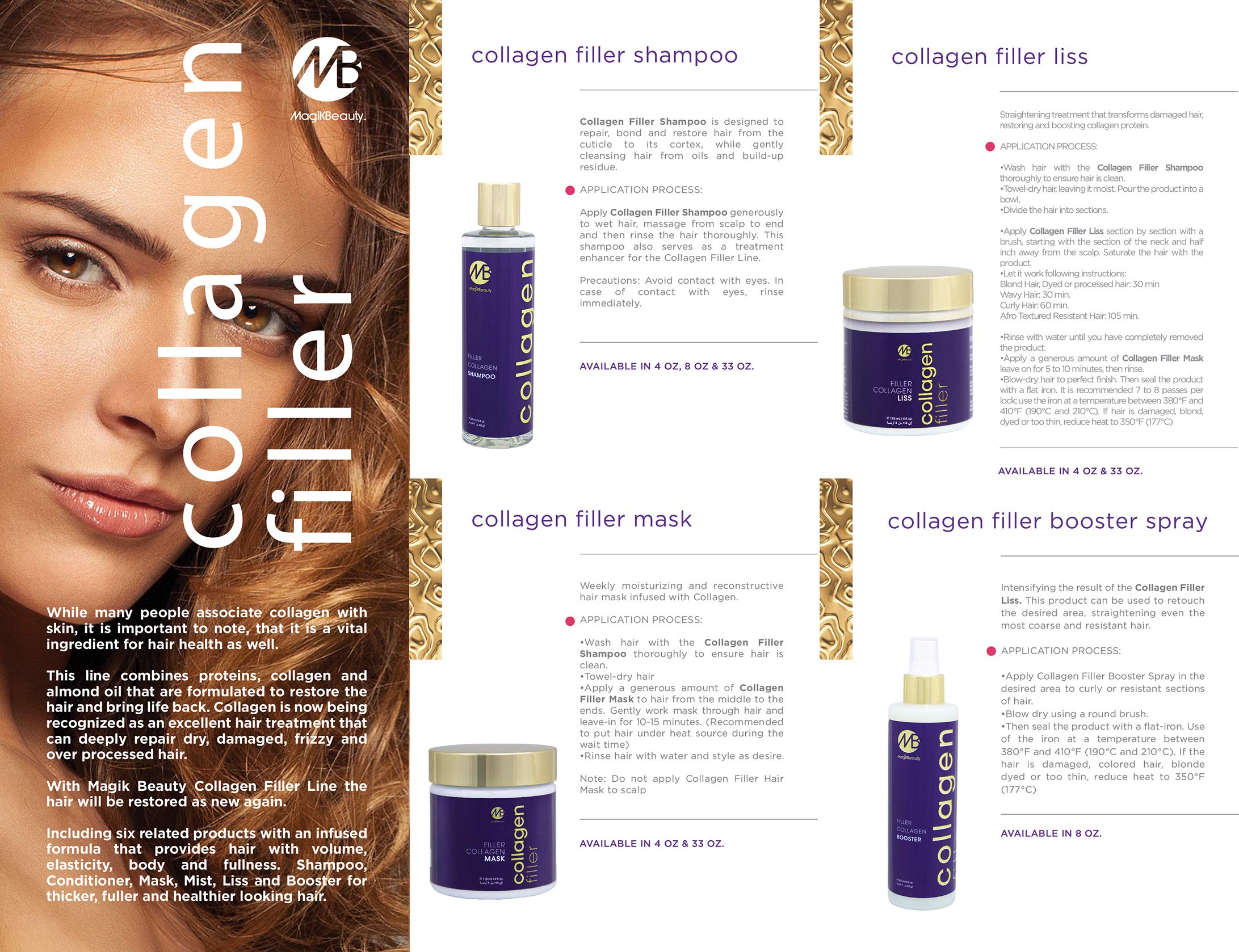 Magik Beauty Collagen Filler Shampoo for Hair Growth & Repair - 33 oz Thickening & Volumizing Shampoo with Keratin & Biotin - Sulfate Free for Damaged, Dry Hair - Perfect for Daily Use & Salon Quality Results