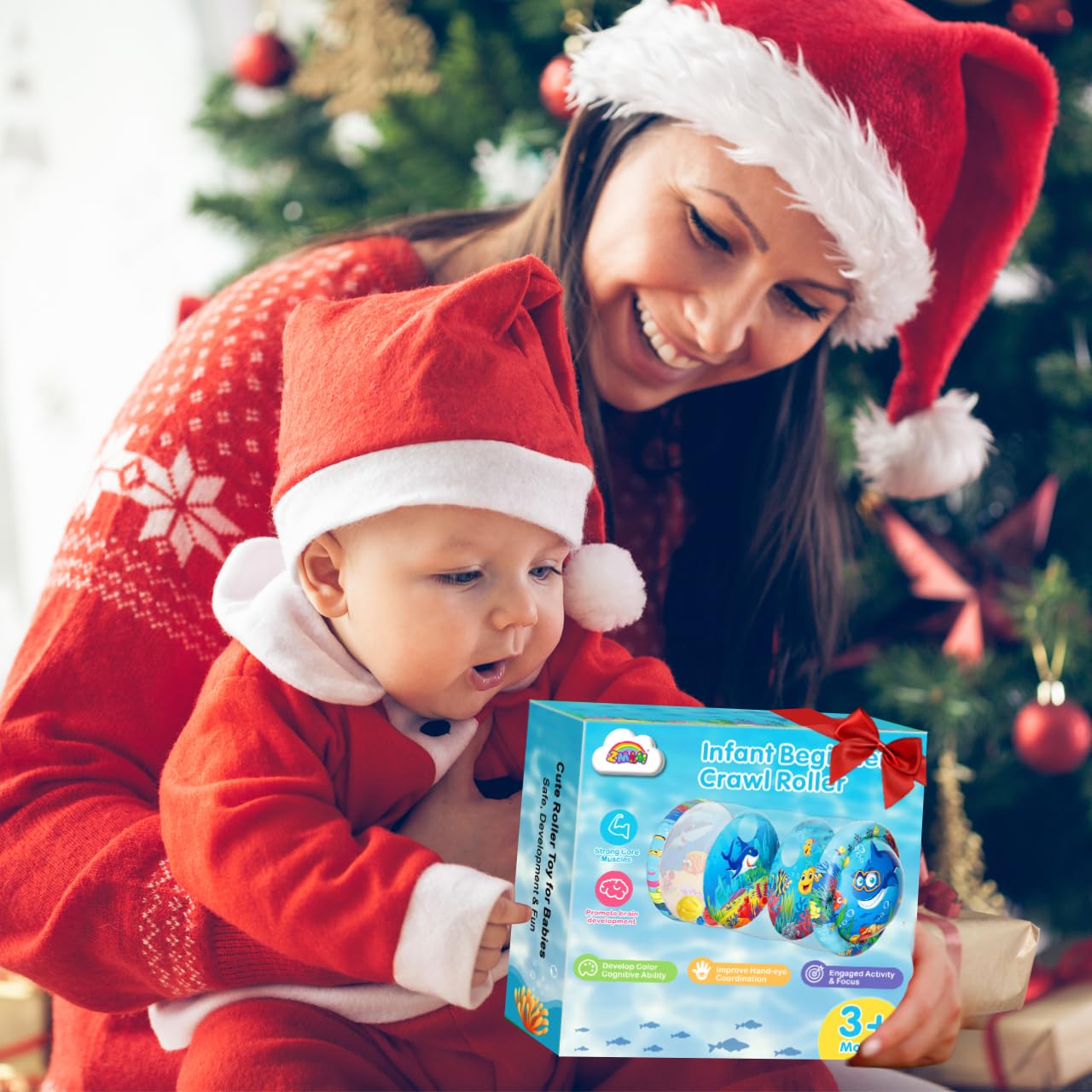 Inflatable Tummy Time Toys for Babies 6-12 Months - Sensory Rolling Crawling Developmental Toys for Infant Toddlers - Perfect Baby Shower Gift & Early Learning Activity Toy for Boys & Girls - Great for Playtime, Daycare & Motor Skill Development