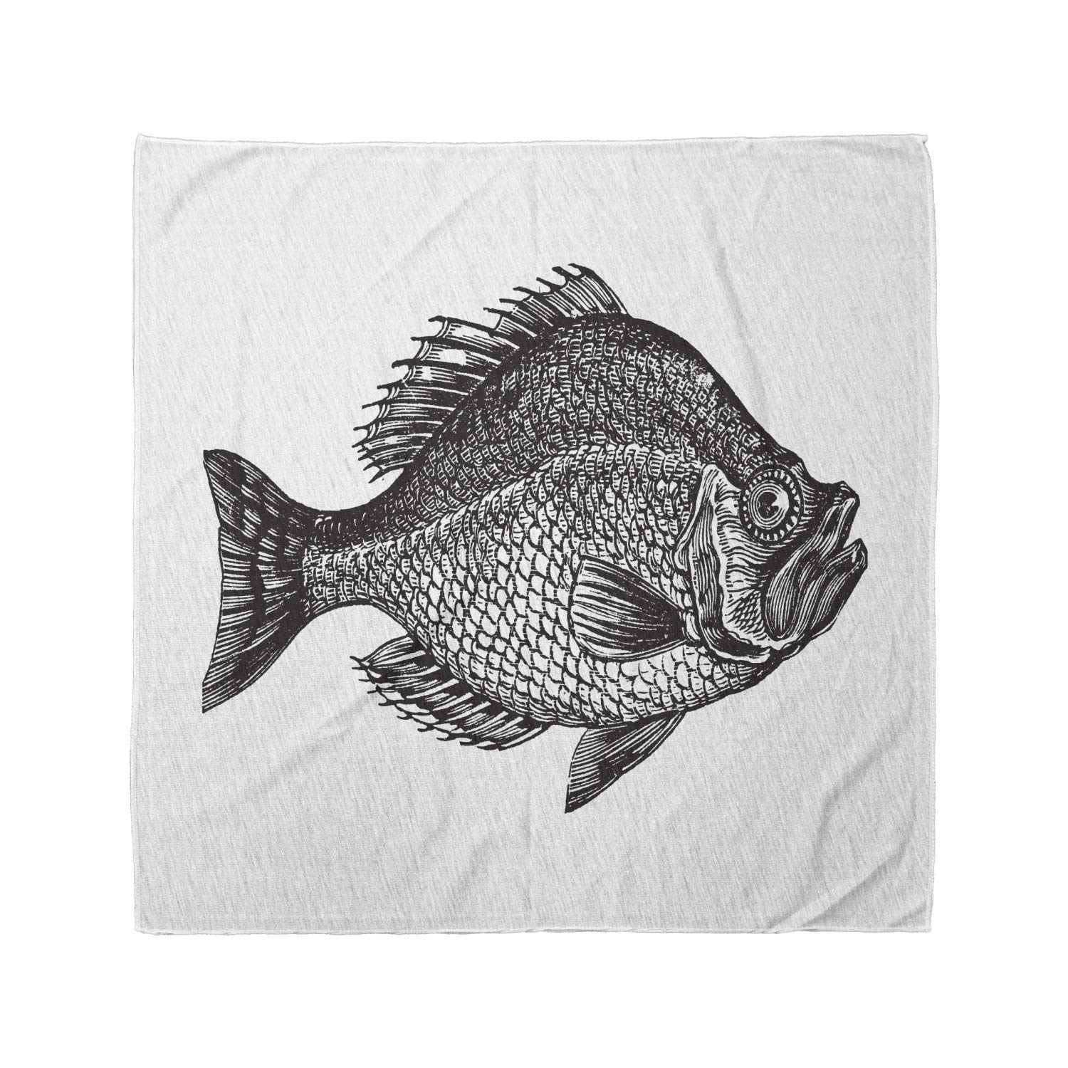 Ambesonne Fish Bandana - Rock Bass Black & White Unisex Head & Neck Scarf for Men & Women - Perfect for Outdoor Activities, Concerts & Casual Wear