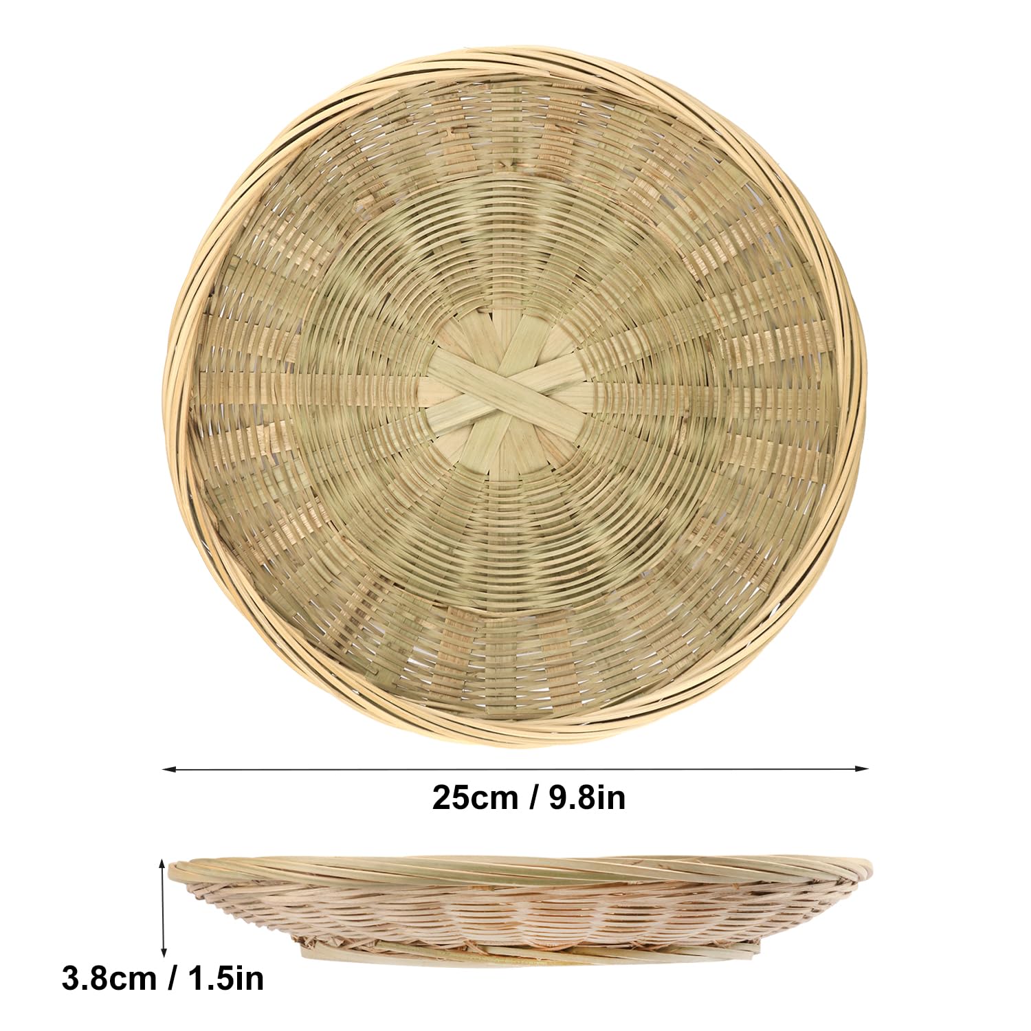 GNIEMCKIN 5-Pack 9.8 Inch Bamboo Plate Holders - Handwoven Wicker Serving Trays for Parties, Picnics, BBQ - Reusable & Eco-Friendly - Perfect for Outdoor Dining, Wedding Buffets, and Holiday Entertaining