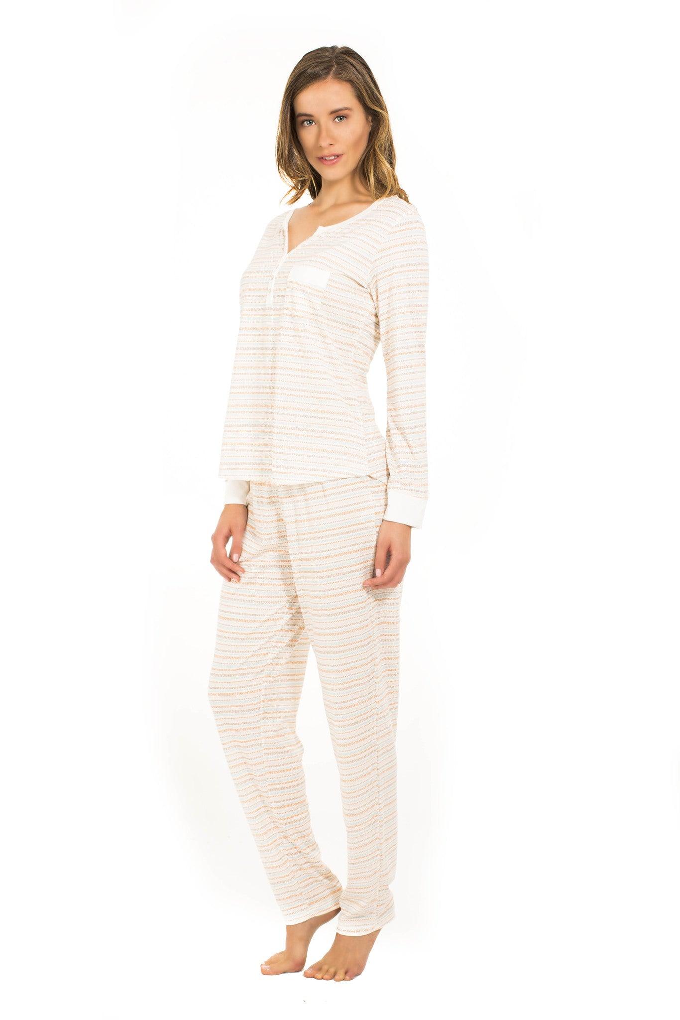 Men's Long Sleeve Henley Pajama Set - Soft Cotton Sleepwear for Men - Cozy Loungewear for Winter Nights & Relaxing at Home - Clearance Sale