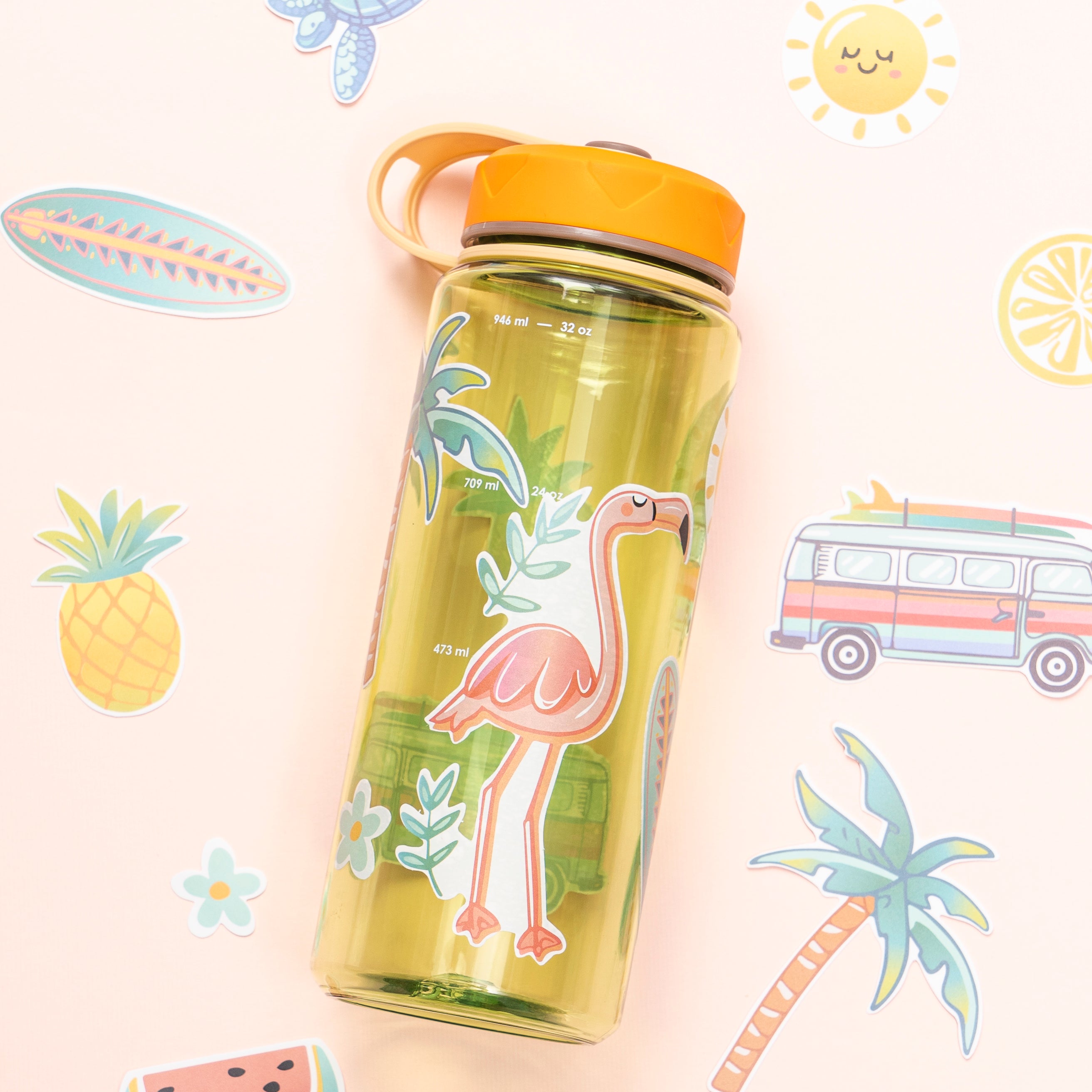 36oz HydroPop Water Bottle with Strap & Measurement Markings - Leakproof, BPA-Free, Insulated Stainless Steel Water Bottle for Gym, Hiking & Outdoor Activities (Green)
