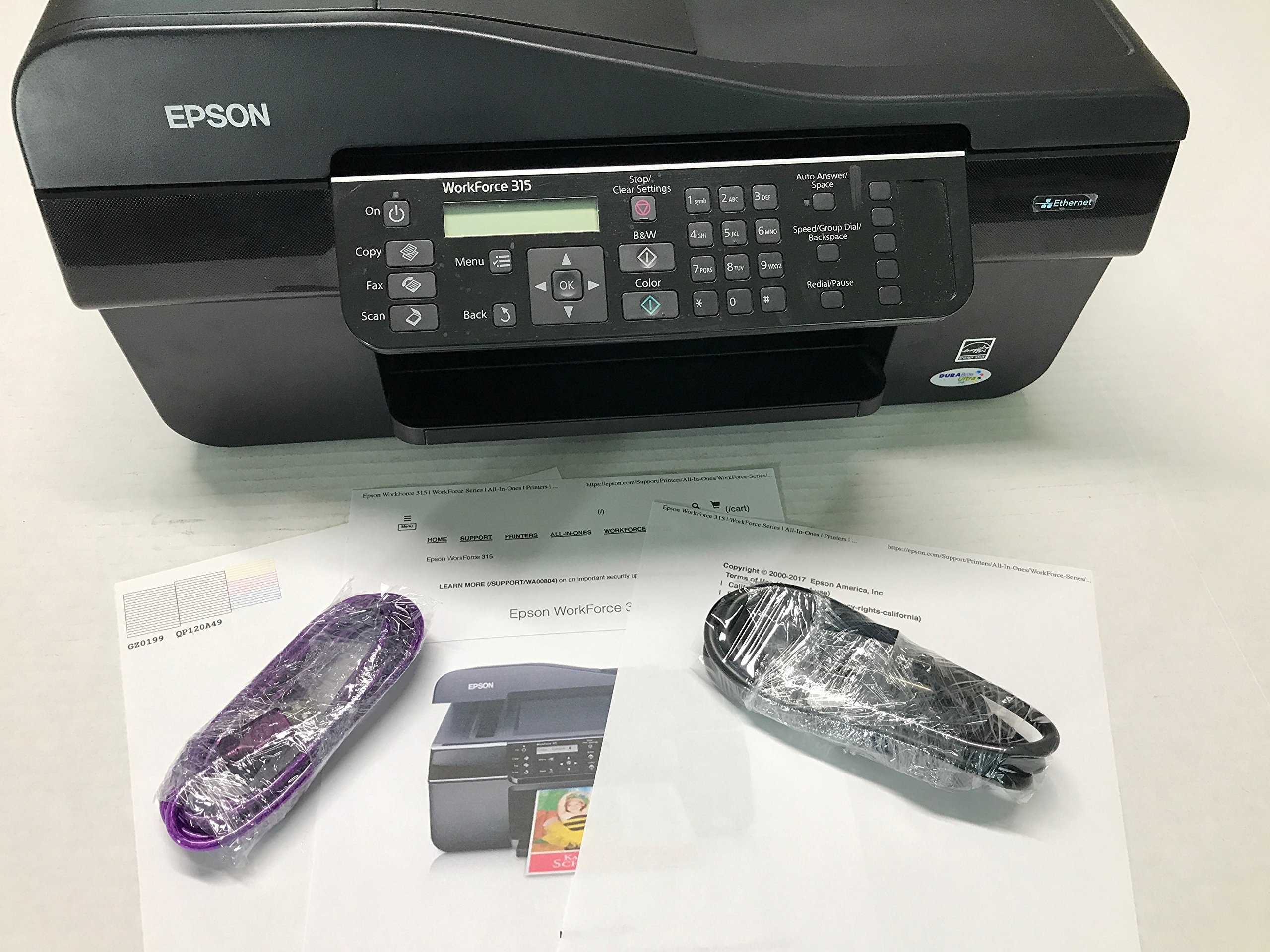 Epson WorkForce 315 Wireless All-in-One Inkjet Printer with Scanner, Copier & Fax - Perfect for Home Office & Small Business Printing Needs
