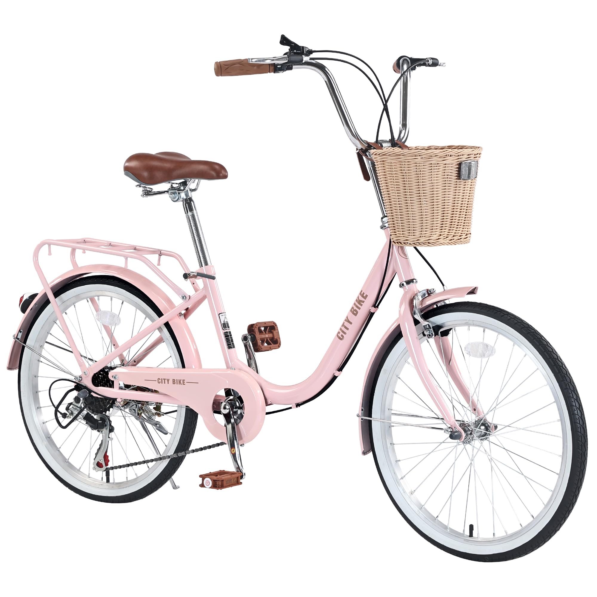 22/26 Inch Women's Beach Cruiser Bike - 7-Speed Hybrid Commuter Bicycle for Women & Men, Perfect for City Riding & Leisure - Available in 4 Colors