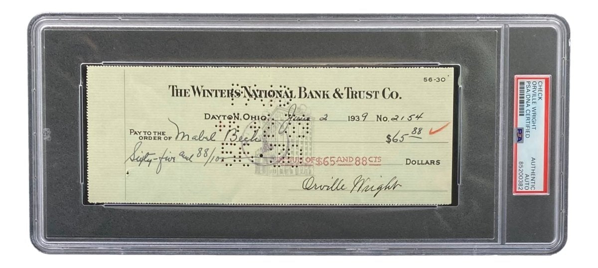Authentic Orville Wright Signed Bank Check PSA/DNA Certified 85200382 - Rare Aviation Memorabilia for Collectors & History Enthusiasts
