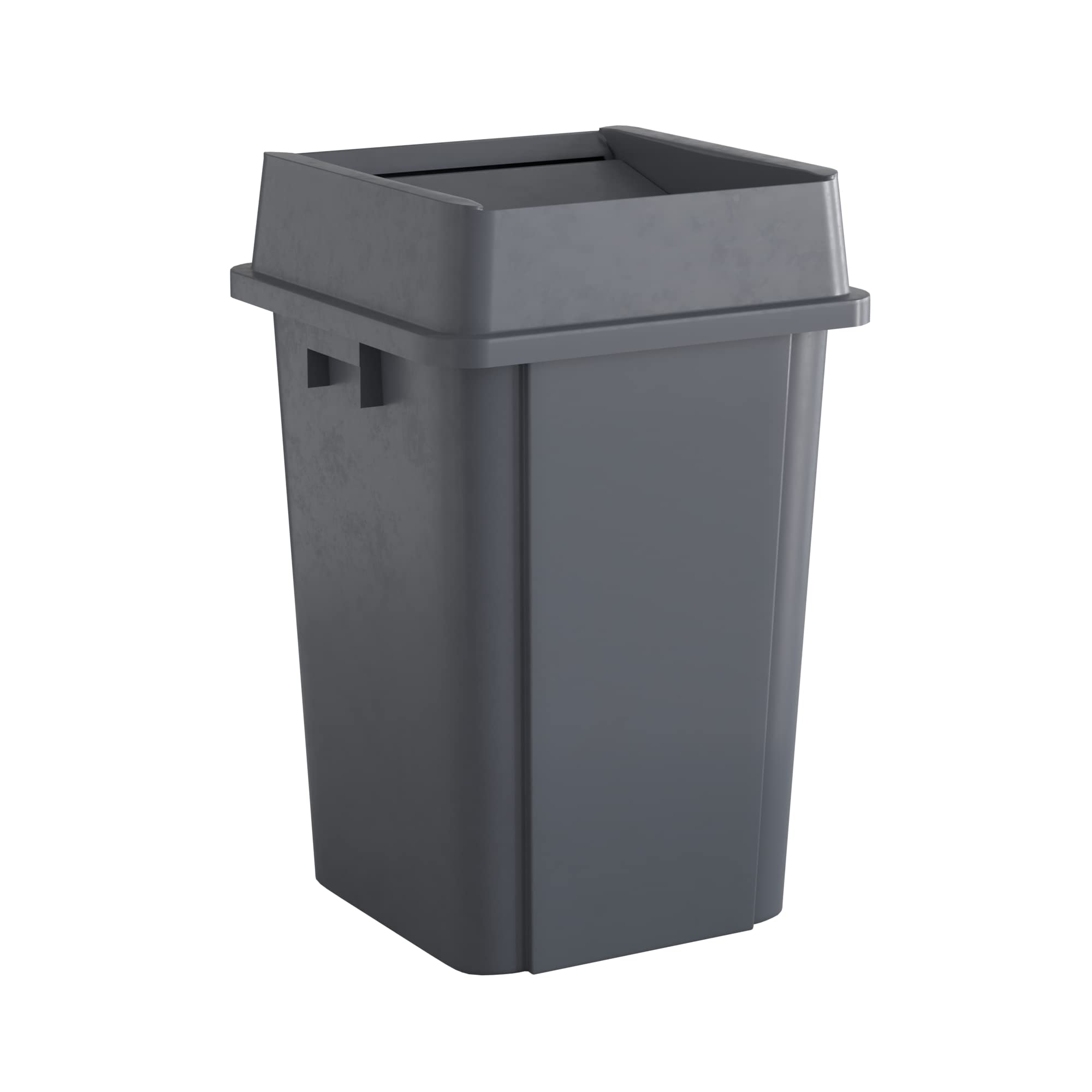19 Gallon Grey Square Commercial Trash Can with Lid - Heavy Duty Office Waste Bin for Kitchen, Restaurant & Outdoor Use
