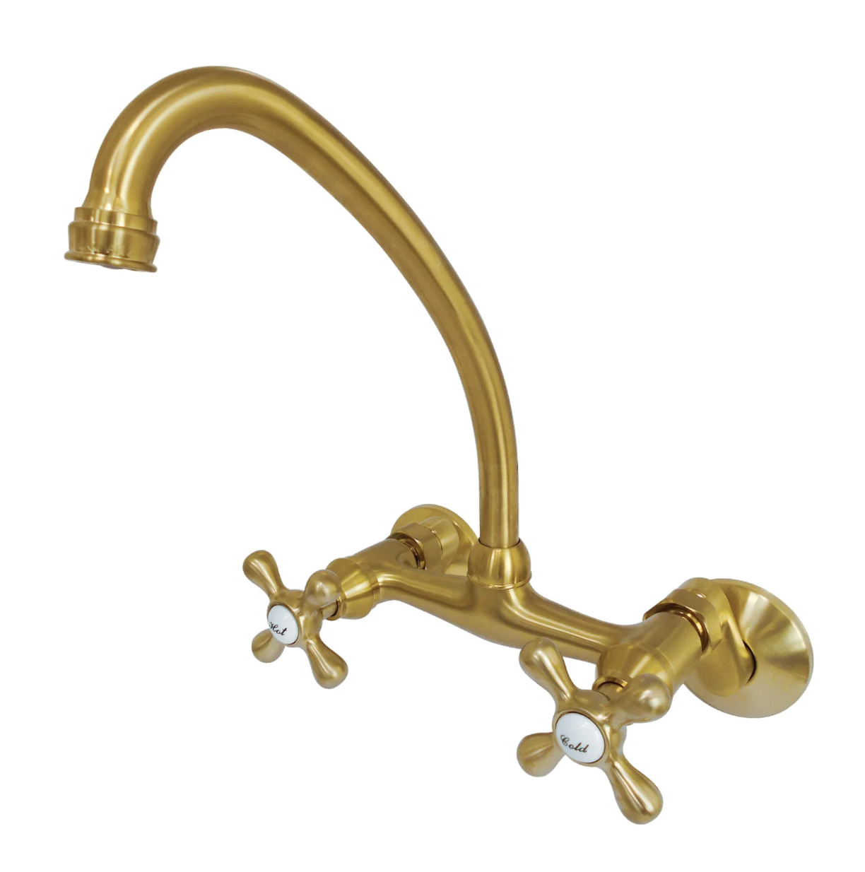 Stainless Steel Cross Handle Wall Mount Kitchen Faucet with Adjustable Centers - Perfect for Farmhouse, RV, and Outdoor Sink Installations