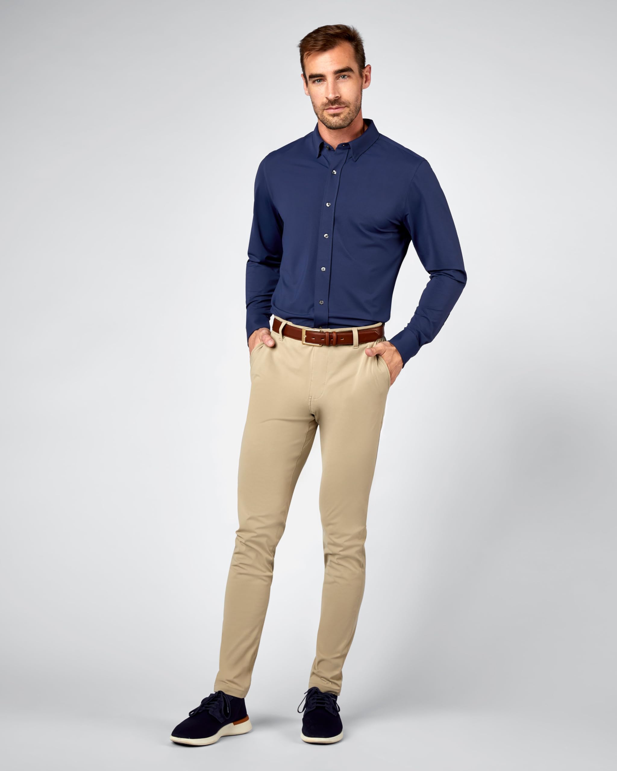 Rhone Men's Commuter Performance Dress Shirt - Wrinkle Resistant & Machine Washable Classic Fit Button Down Shirt for Business Casual & Office Wear