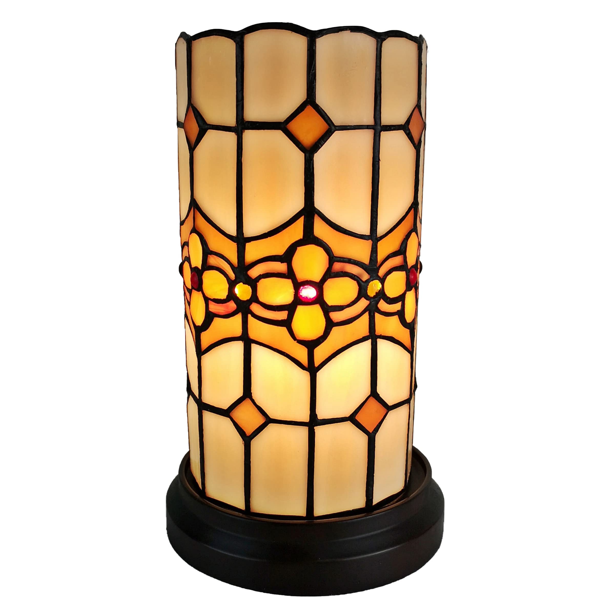 Amora Floral Decorative Desk Lamp - Tiffany Style Mosaic Glass Shade Accent Light - 11