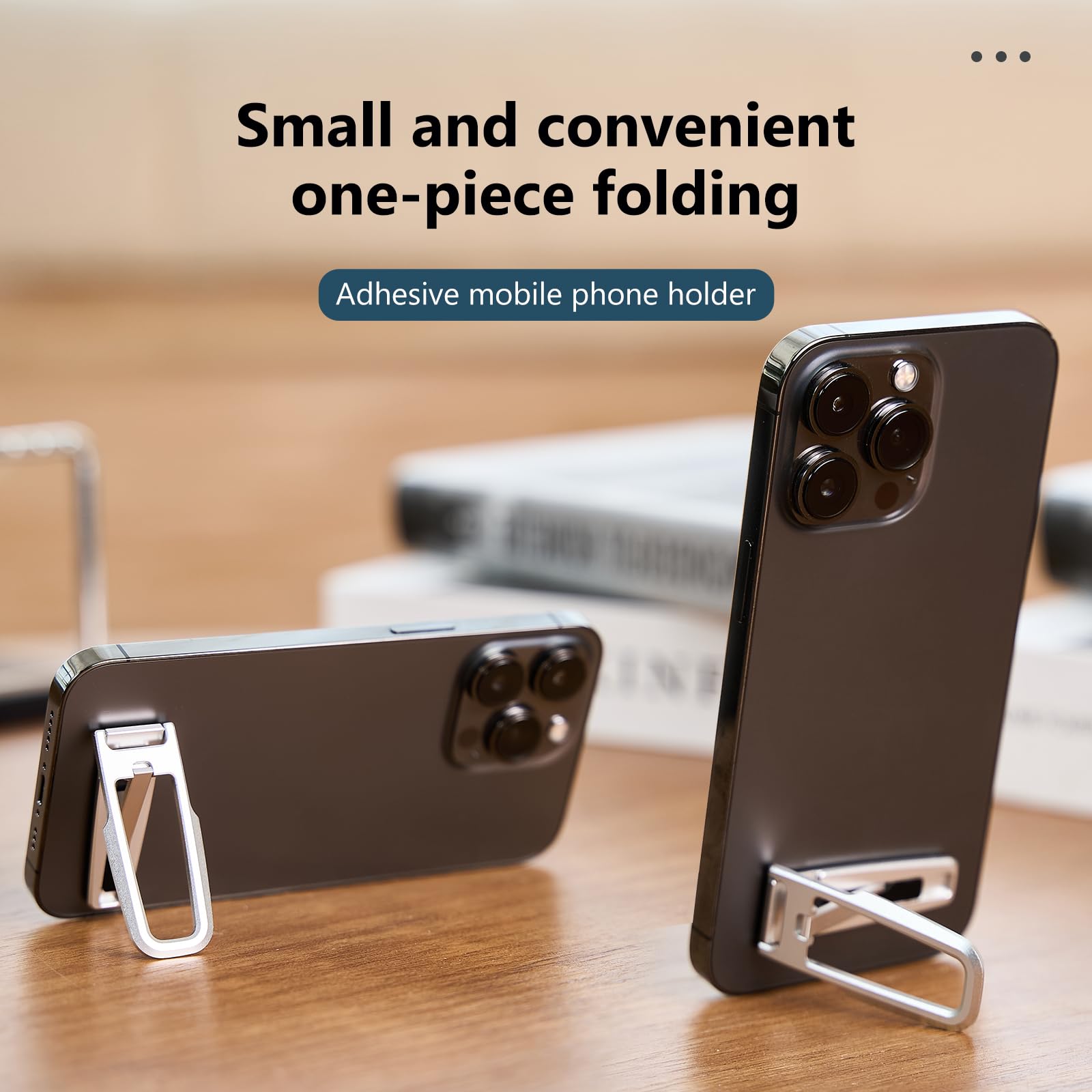 Ultra-Thin Foldable Adjustable Phone Kickstand - Multi-Angle Metal Phone & Tablet Holder with Strong Adhesive for Desk, Car, Bed - Perfect for Watching Videos, Gaming, and Video Calls