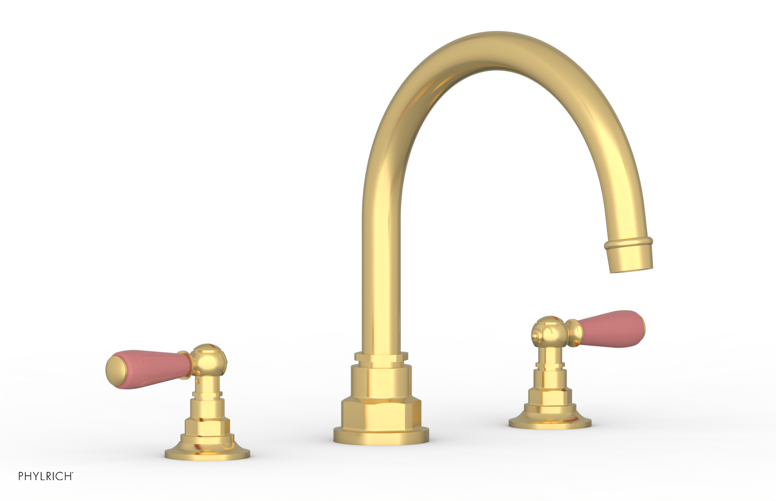 Jamestown Deck Tub Set with Lever Handles & Pink Accents - 165