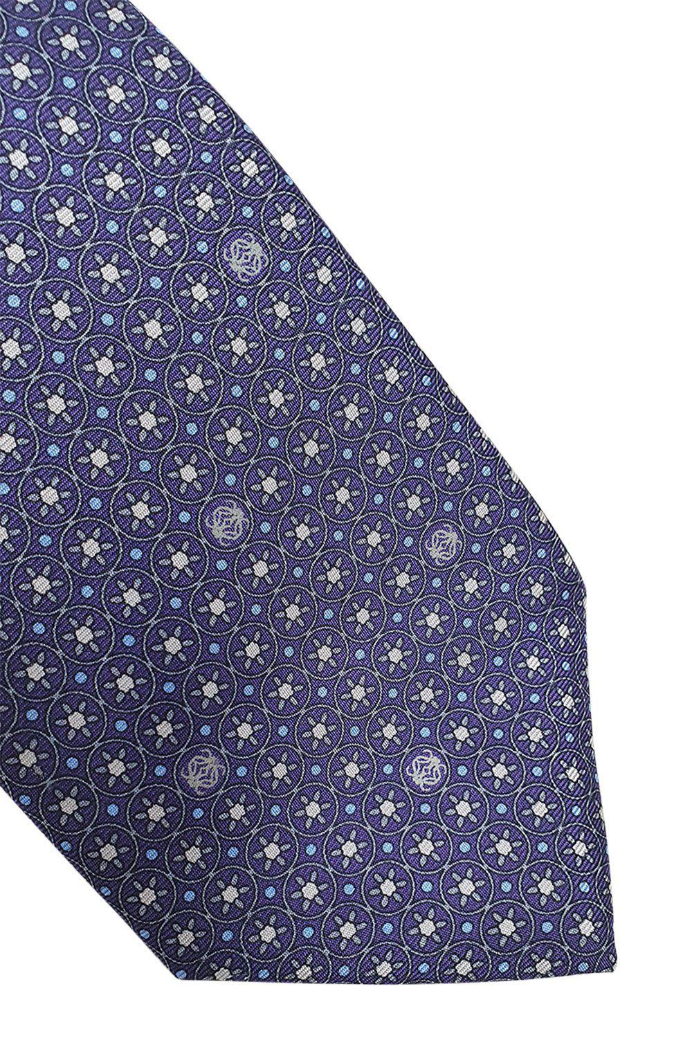 LOEWE 100% Silk Purple Tie with Geometric Circle Pattern - 60