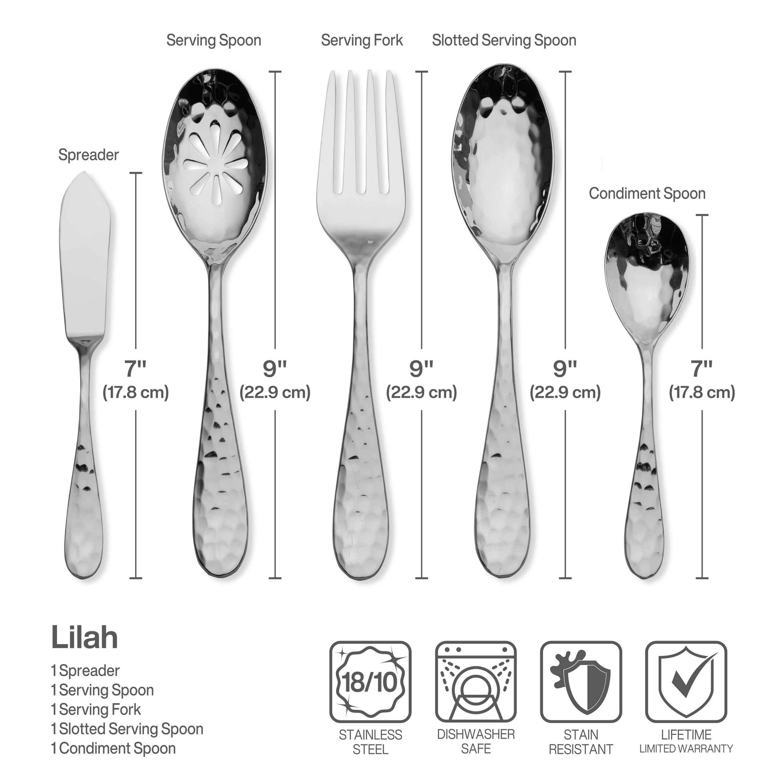 Premium Mikasa Lilah 45-Piece Flatware Set for 8 - 18/10 Stainless Steel Silverware with Serving Utensils | Elegant Dining, Dinner Parties & Formal Table Setting