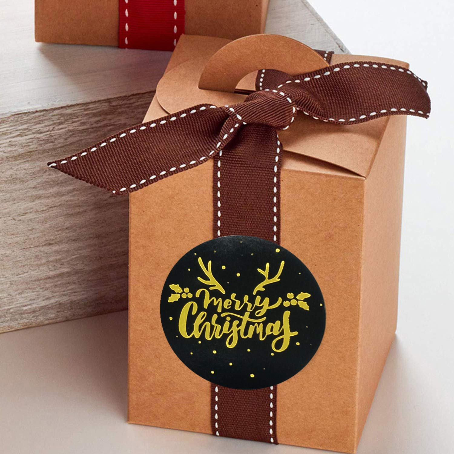 500pcs Christmas Stickers Bulk - 1 Inch Thank You Stickers with 3 Festive Patterns, Self-Adhesive Holiday Stickers for Gift Wrapping, Party Decorations, Business Gifts & Holiday Cards (Black) - Perfect for Christmas Parties, Office Gifts & Seasonal Packaging