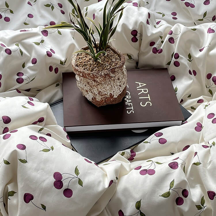 Luxury Purple Cherries Bedding Set - Queen Size Soft Microfiber Comforter & Pillowcases - Perfect for Bedroom Decor, Guest Rooms, and Cozy Nights