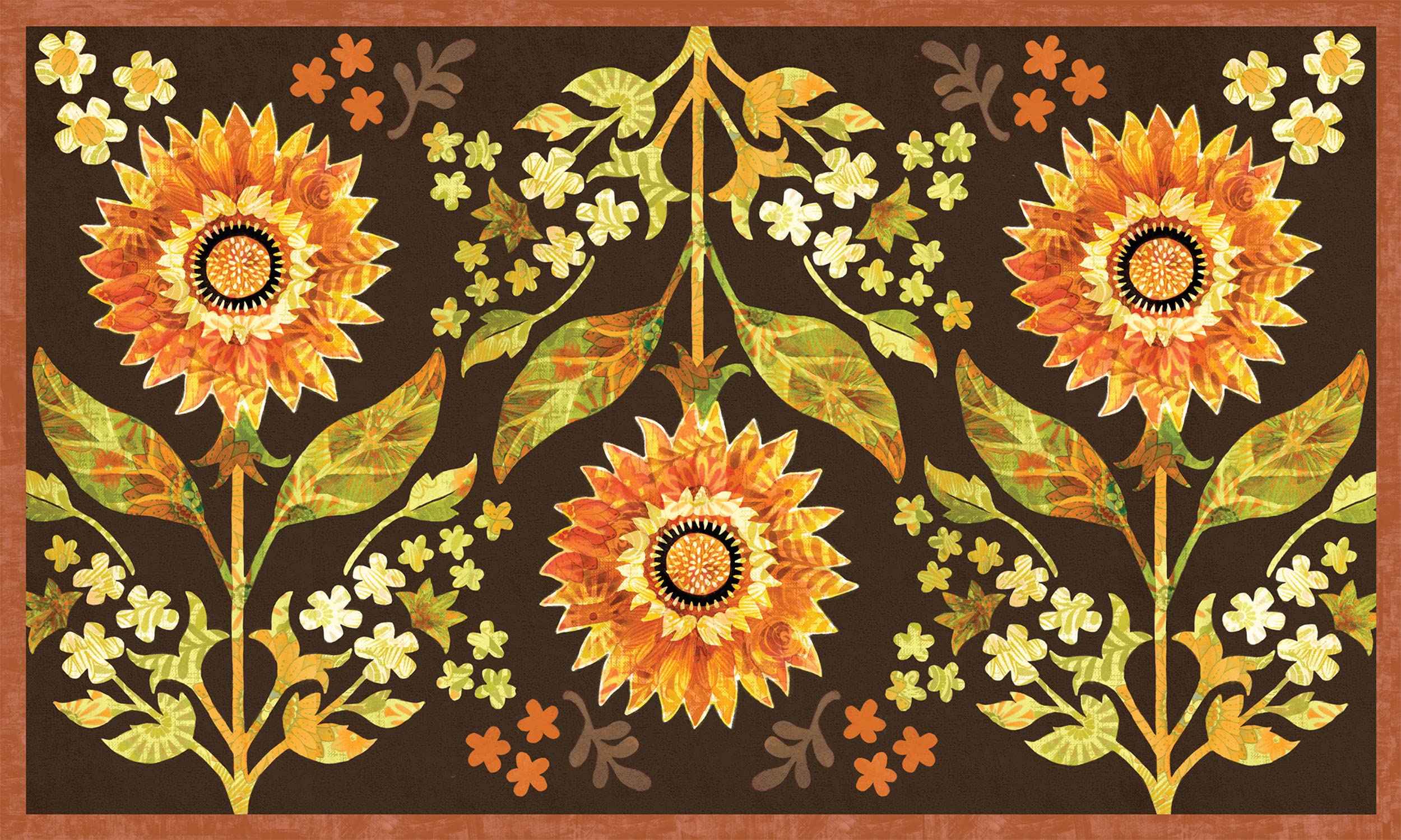 Indian Summer Floral Bird 3'x5' Vinyl Floor Mat - Waterproof, Stain Resistant Indoor Area Rug for Living Room, Kitchen, Entryway - Durable Home Decor & Protective Floor Covering