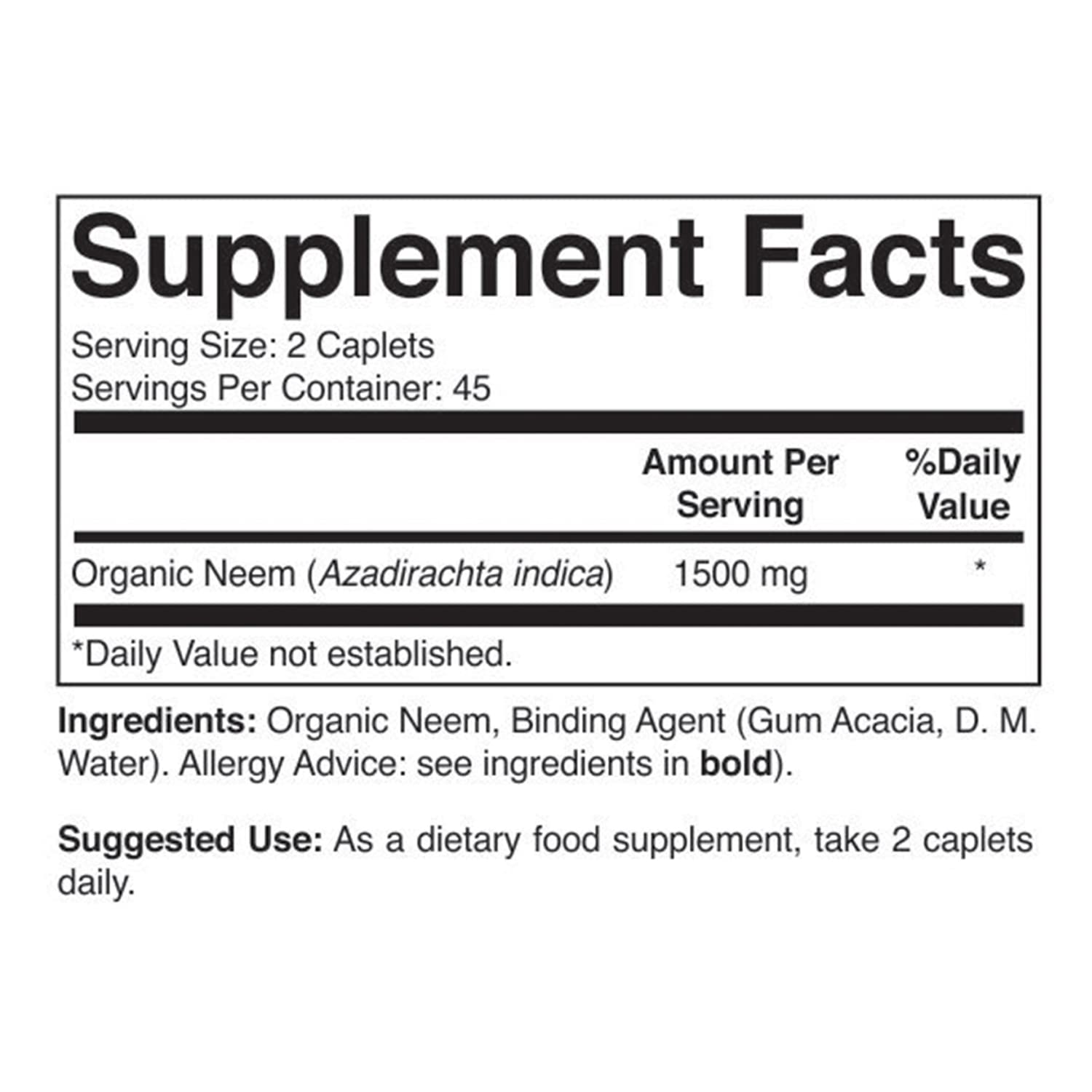 Brieofood Organic Neem 1500mg Supplement - 90 Vegetarian Tablets (45 Servings) | Gluten-Free, Vegan-Friendly | Supports Skin Health & Immune System - Perfect for Daily Wellness Routine & Ayurvedic Practices