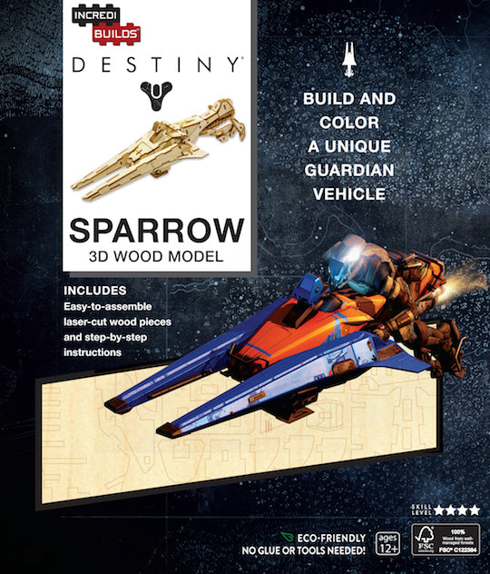 IncrediBuilds: Destiny Sparrow 3D Wood Model Kit - DIY Building Set for Collectors & Gamers - Perfect for Home Decor, Gaming Room Display & Gift Giving