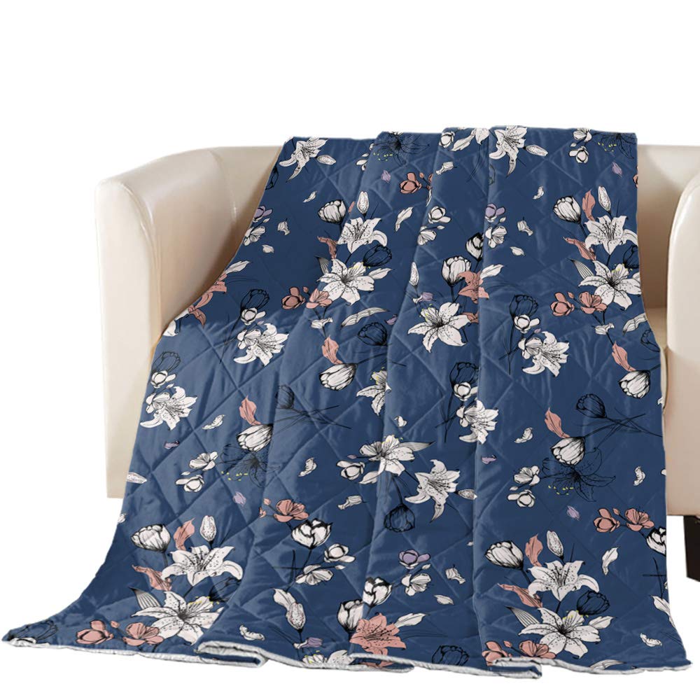 TweetyBed Vintage Floral Cotton Quilted Comforter - King Size Lightweight All-Season Bedspread | Soft Breathable Quilted Throw Blanket with Flange Design | Perfect for Bedroom Decor, Guest Rooms & Cozy Living Room Accents