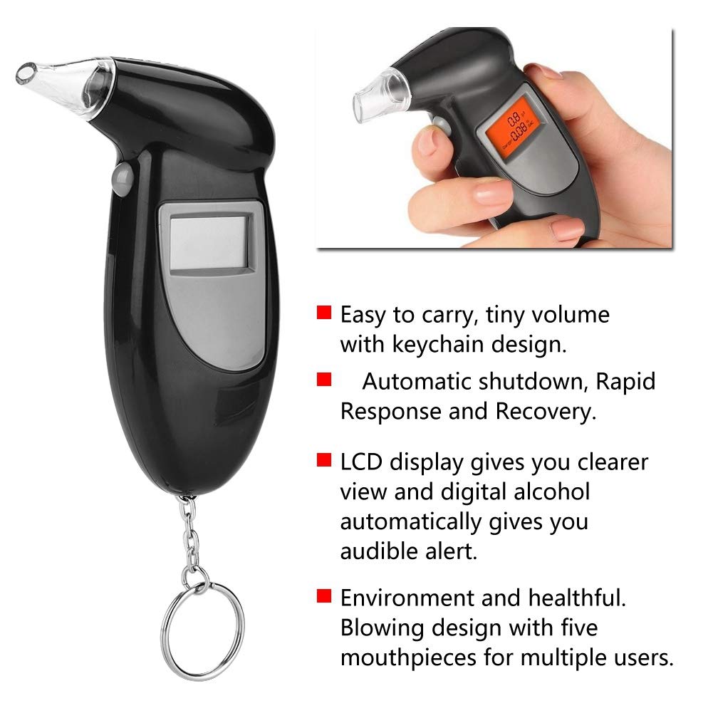 Professional Breathalyzer Alcohol Tester with LCD Screen - Accurate BAC Analyzer for Personal & Law Enforcement Use | Portable Breath Alcohol Detector for Workplace, DUI Checkpoints & Home Safety