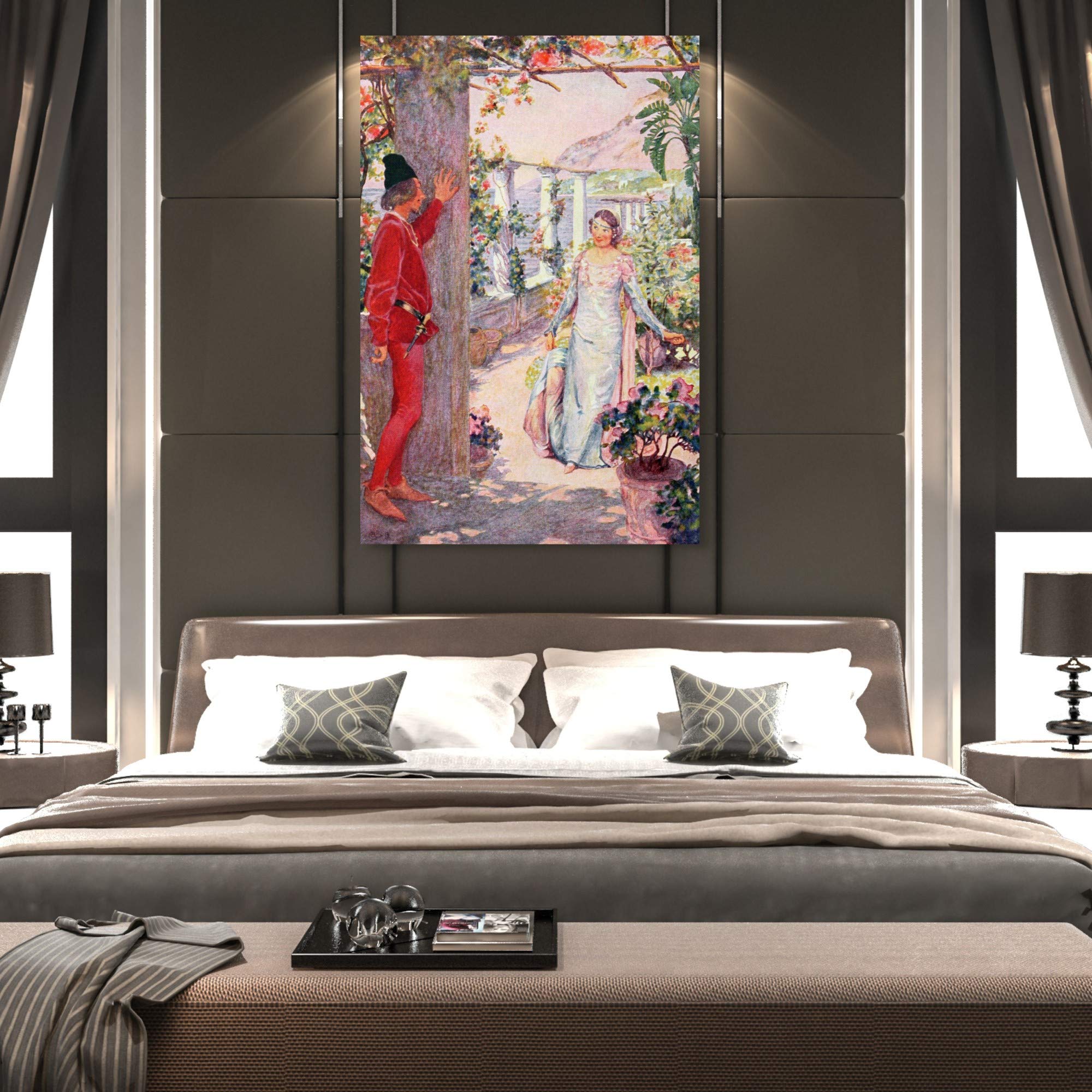 Oliver Gal Fantasy Wall Art Canvas Print - 'The Prince Waits for The Princess' Kids Room Decor, 30x45 Inch, Green & Red - Perfect for Nursery, Children's Bedroom & Playroom Wall Decor