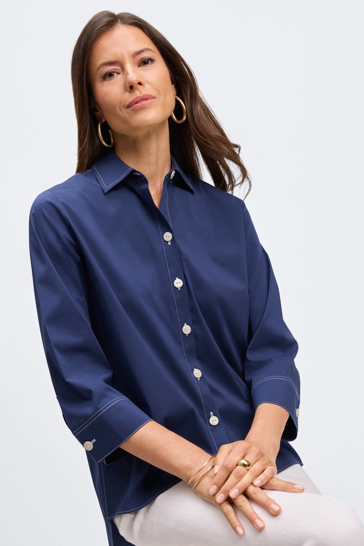 Kelly No Iron Stretch 3/4 Sleeve Wrinkle-Free Blouse for Women - Perfect for Office, Business Casual & Travel Outfits