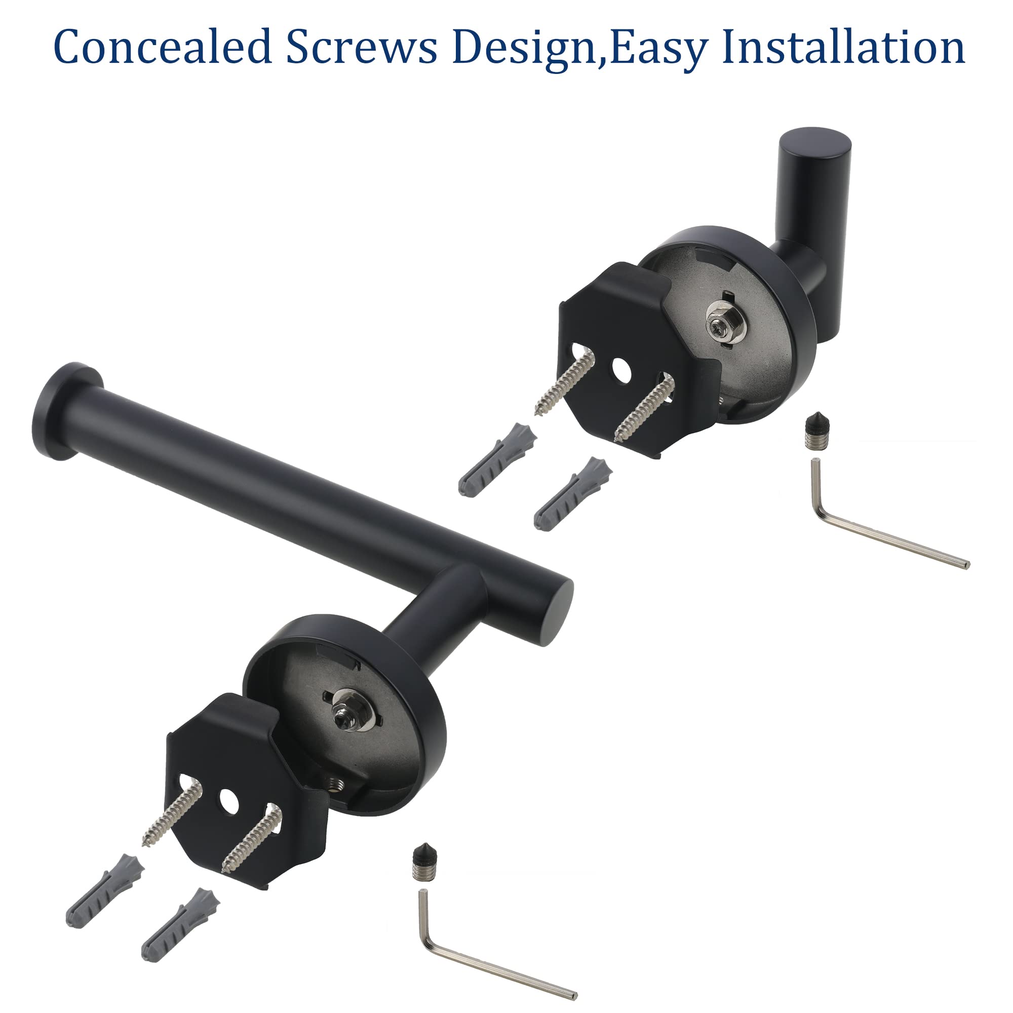Premium Matte Black Stainless Steel Bathroom Hardware Set - 3-Piece Includes 5