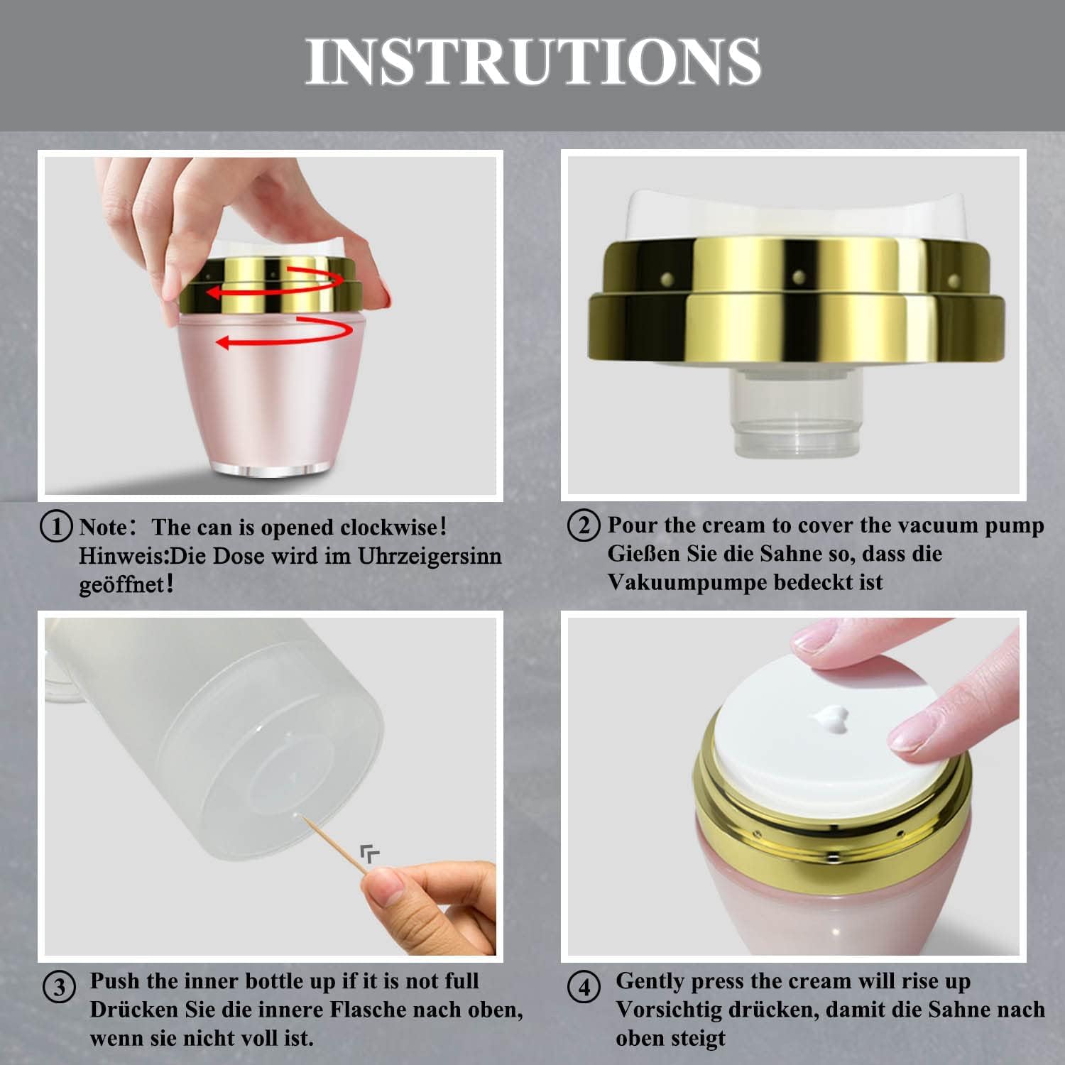 Refillable Airless Pump Jars for Face Cream & Lotion | Leak-Proof Acrylic Cosmetic Dispenser Bottles | Travel-Friendly Makeup Accessories | Perfect for Skincare Routine & On-The-Go Use