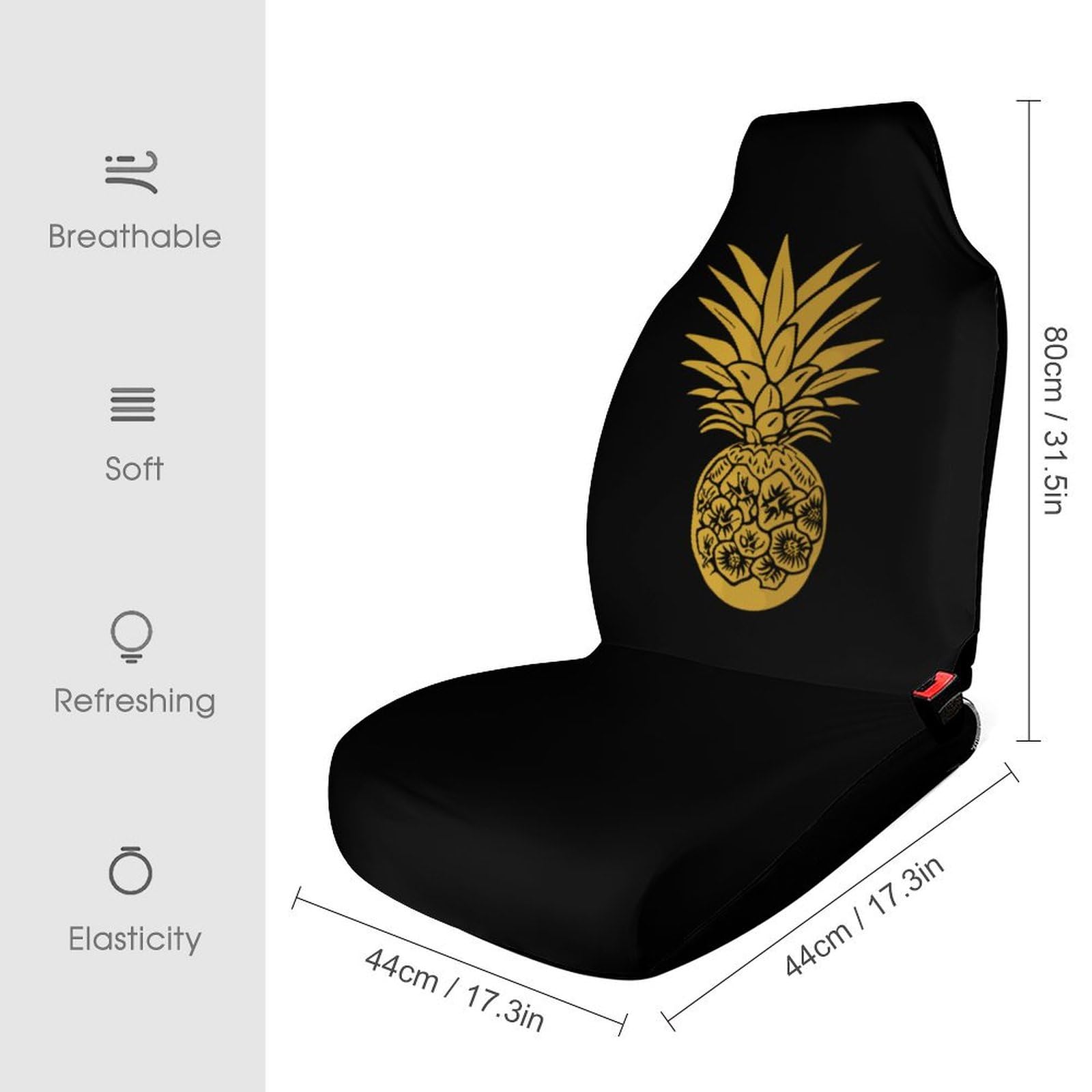 Universal Pineapple Print Car Seat Covers - 1PC Front Seat Protector for Cars & Trucks | Waterproof Auto Interior Accessories | Perfect for Beach Trips, Summer Drives & Tropical-Themed Vehicles