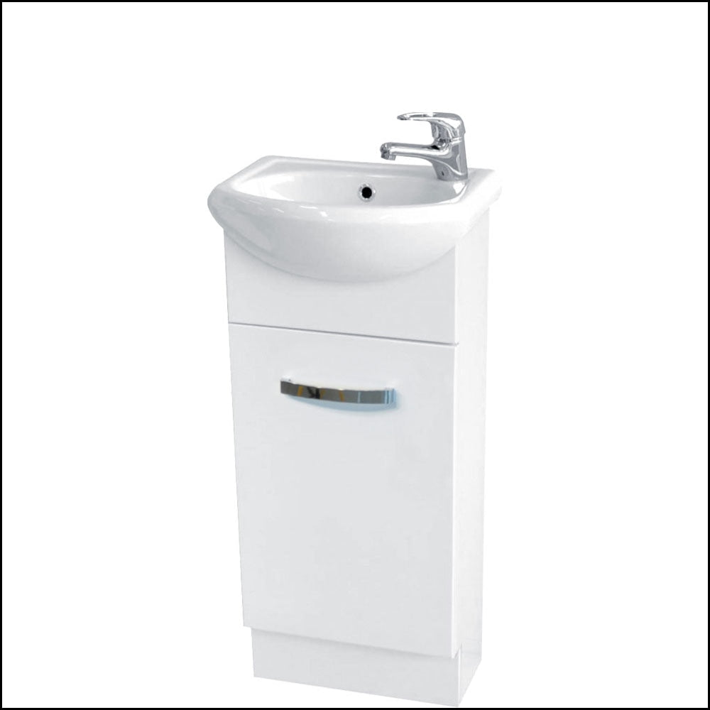 Fienza Antonio 40AKW 400mm White Bathroom Vanity with Solid Door - Modern Sink Cabinet for Small Spaces, Powder Rooms & Guest Baths
