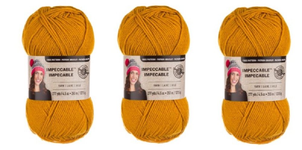 Loops & Threads Impeccable Yarn 4.5 oz Gold (3-Pack) - Premium Soft Acrylic Yarn for Knitting & Crocheting - Perfect for Scarves, Hats, and DIY Craft Projects