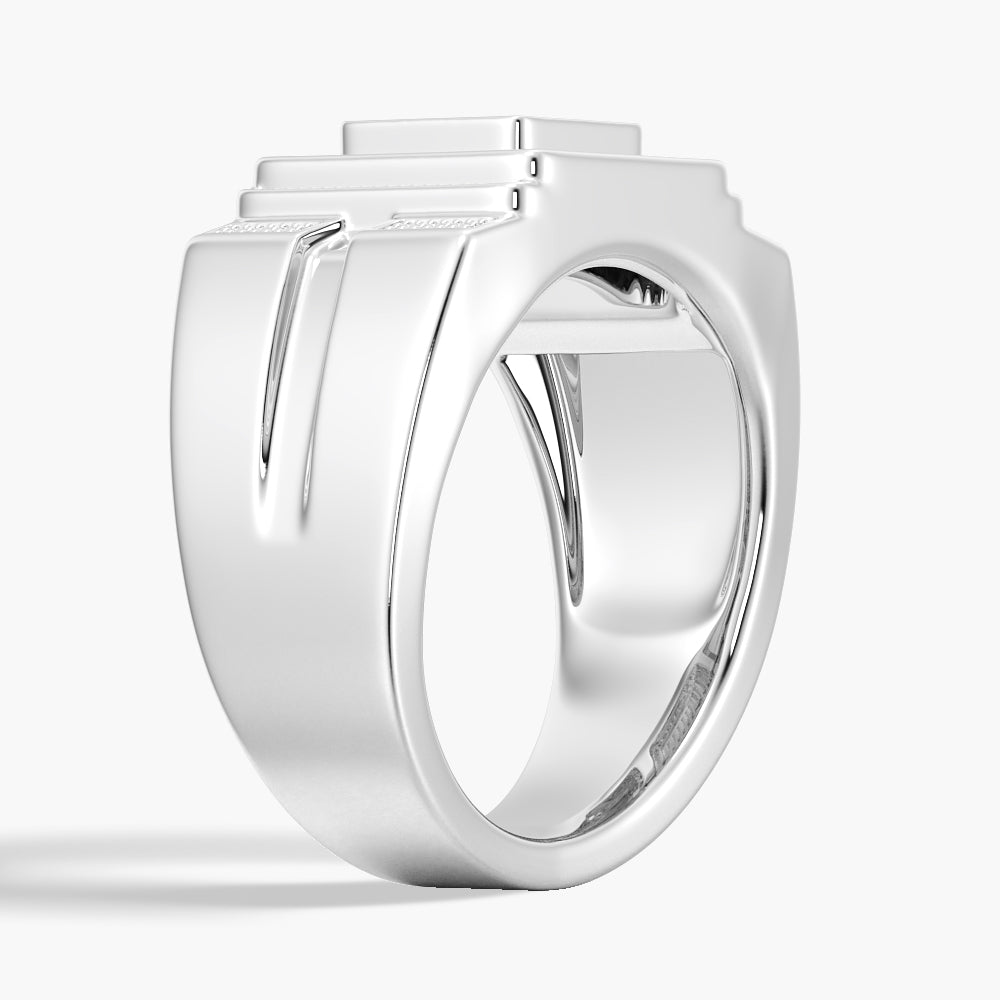12mm Moissanite Micro Pave Square Stepped Men's Wedding Band - Durable & Elegant Tungsten Ring for Grooms, Engagements & Anniversaries - Perfect for Everyday Wear & Special Occasions
