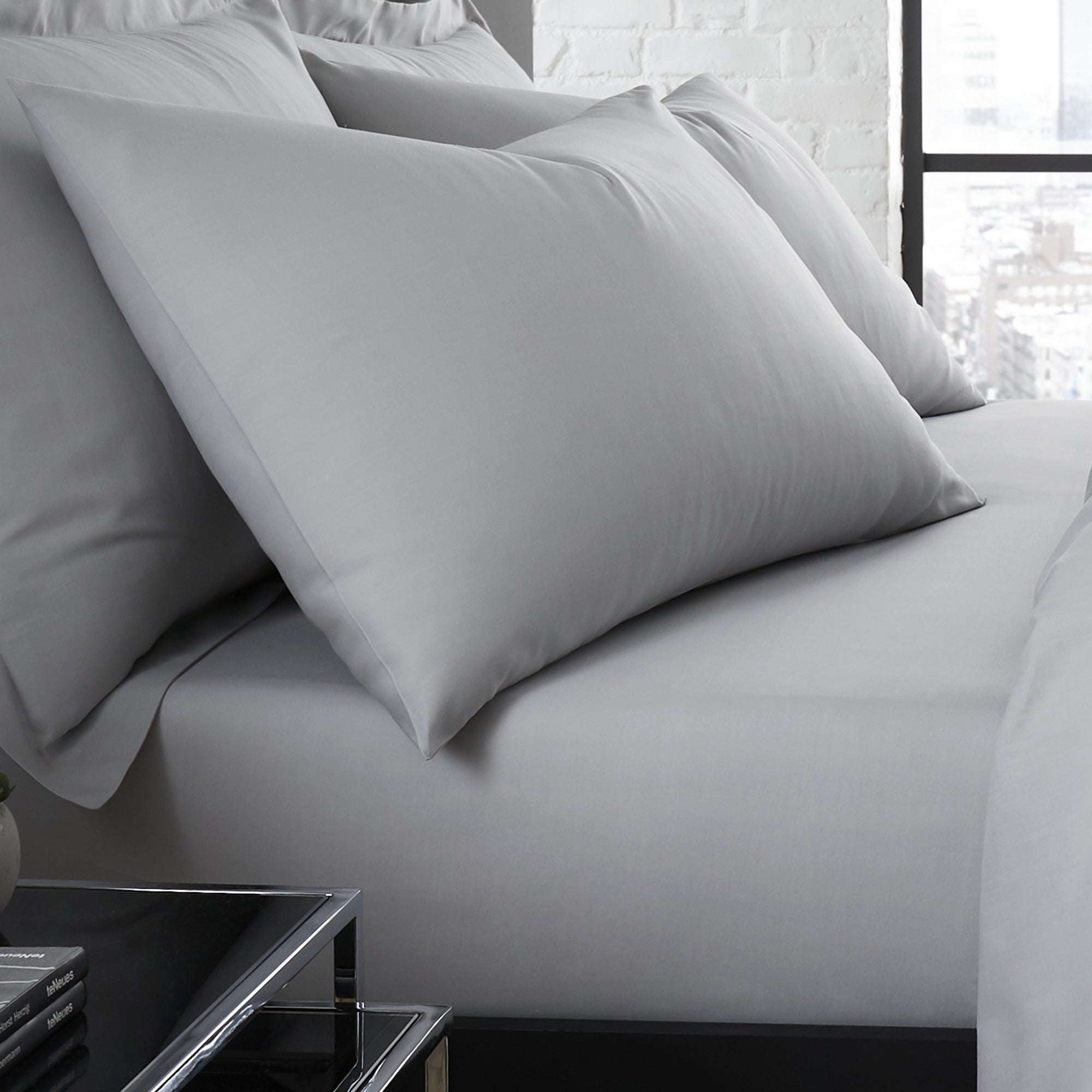 Premium Plain Dyed Cotton Pillowcases Set of 2 - Soft Silver Bedding for Women & Home Decor | Perfect for Master Bedroom, Guest Room & Cozy Home Styling
