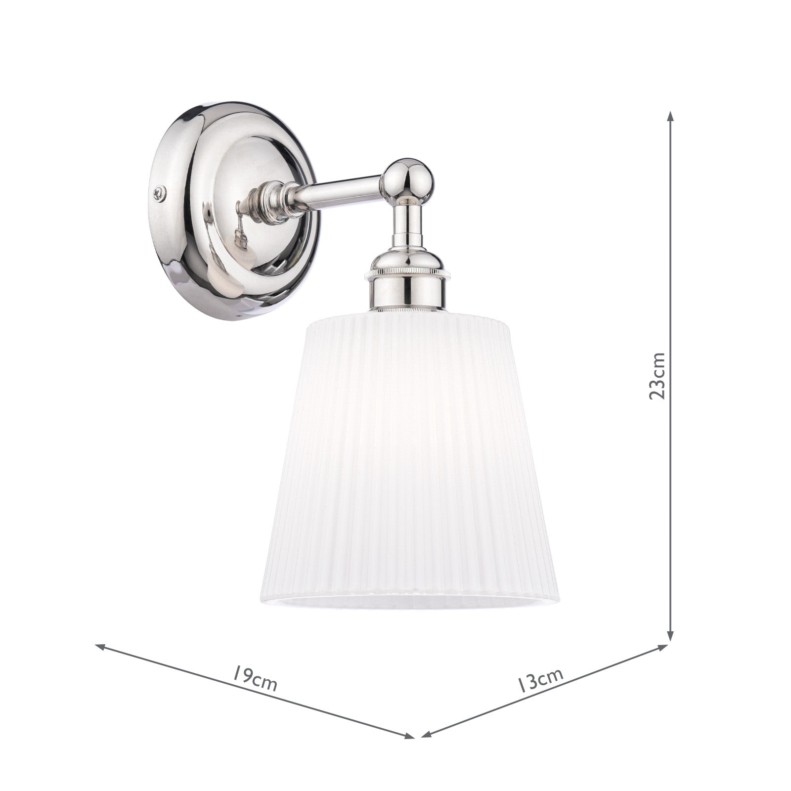 Callaghan Wall Light - Polished Nickel & Antique Brass Finish with Ribbed Glass Shade, IP44 Rated, G9 Bulb Compatible - Perfect for Bedroom, Hallway, and Staircase Lighting