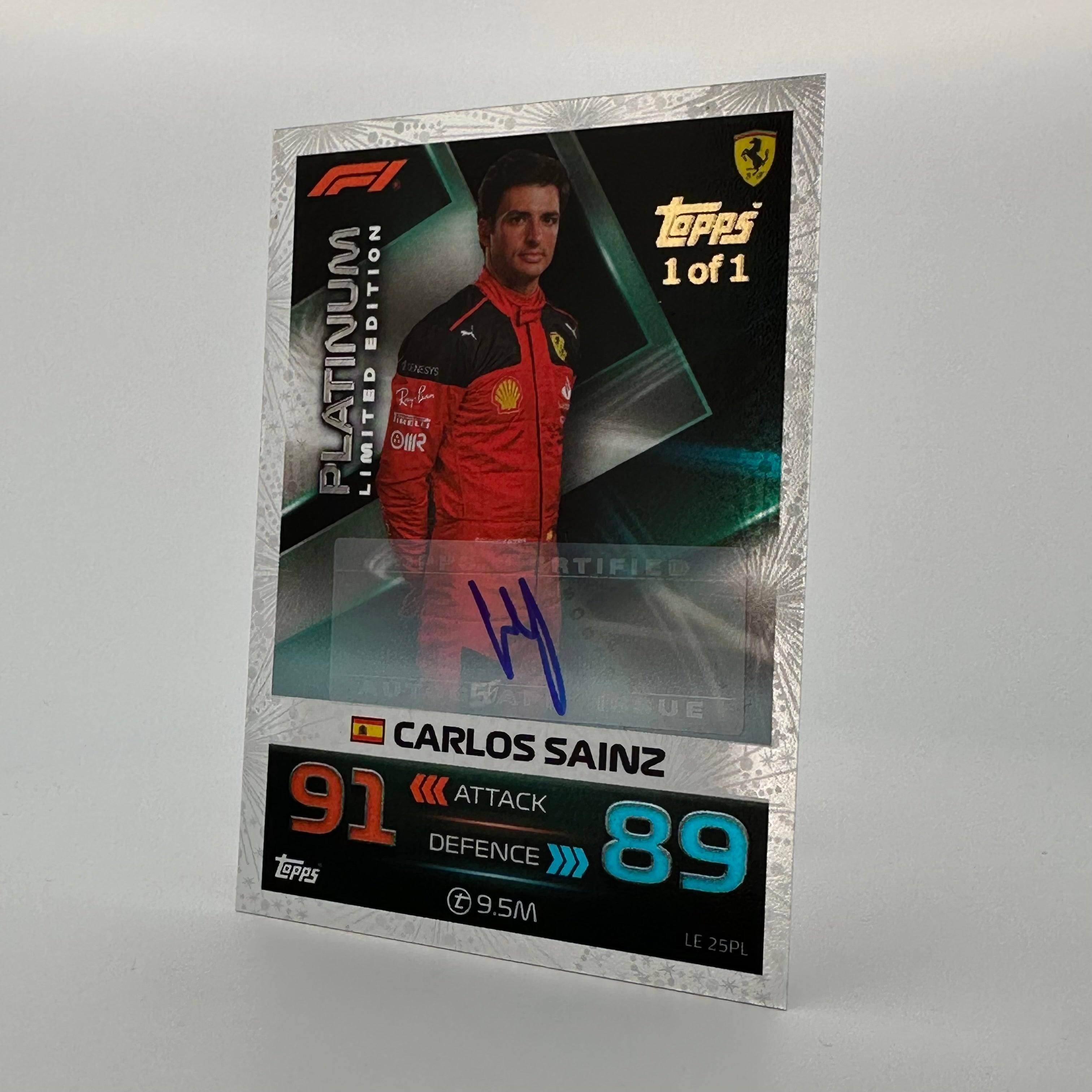 2023 Grand Prix Exclusive Carlos Sainz #LE25CS Platinum Auto Racing Card - Perfect for F1 Collectors, Sports Memorabilia Enthusiasts, and Racing Fans Display