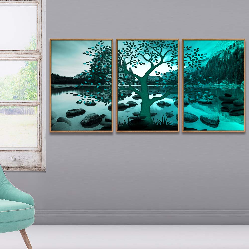 Wall26 3-Panel Framed Abstract Tree Canvas Wall Art - 24x36 Inches, Ready to Hang for Living Room & Bedroom Decor | Modern Home Decoration, Housewarming Gift