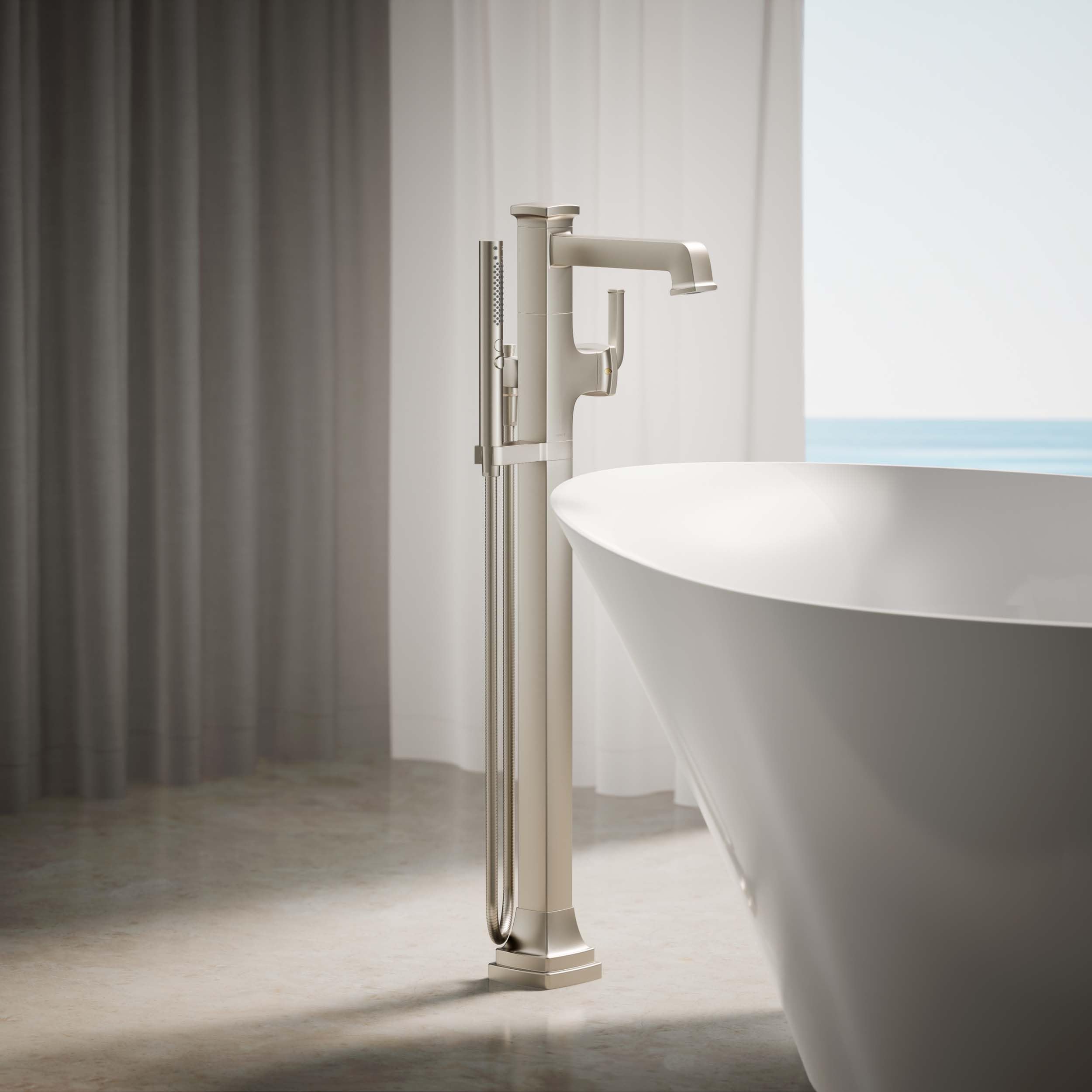 KOHLER RIFF® Freestanding Bathroom Faucet Trim - Modern Matte Black Bathroom Sink Faucet for Vanity & Luxury Spa Decor