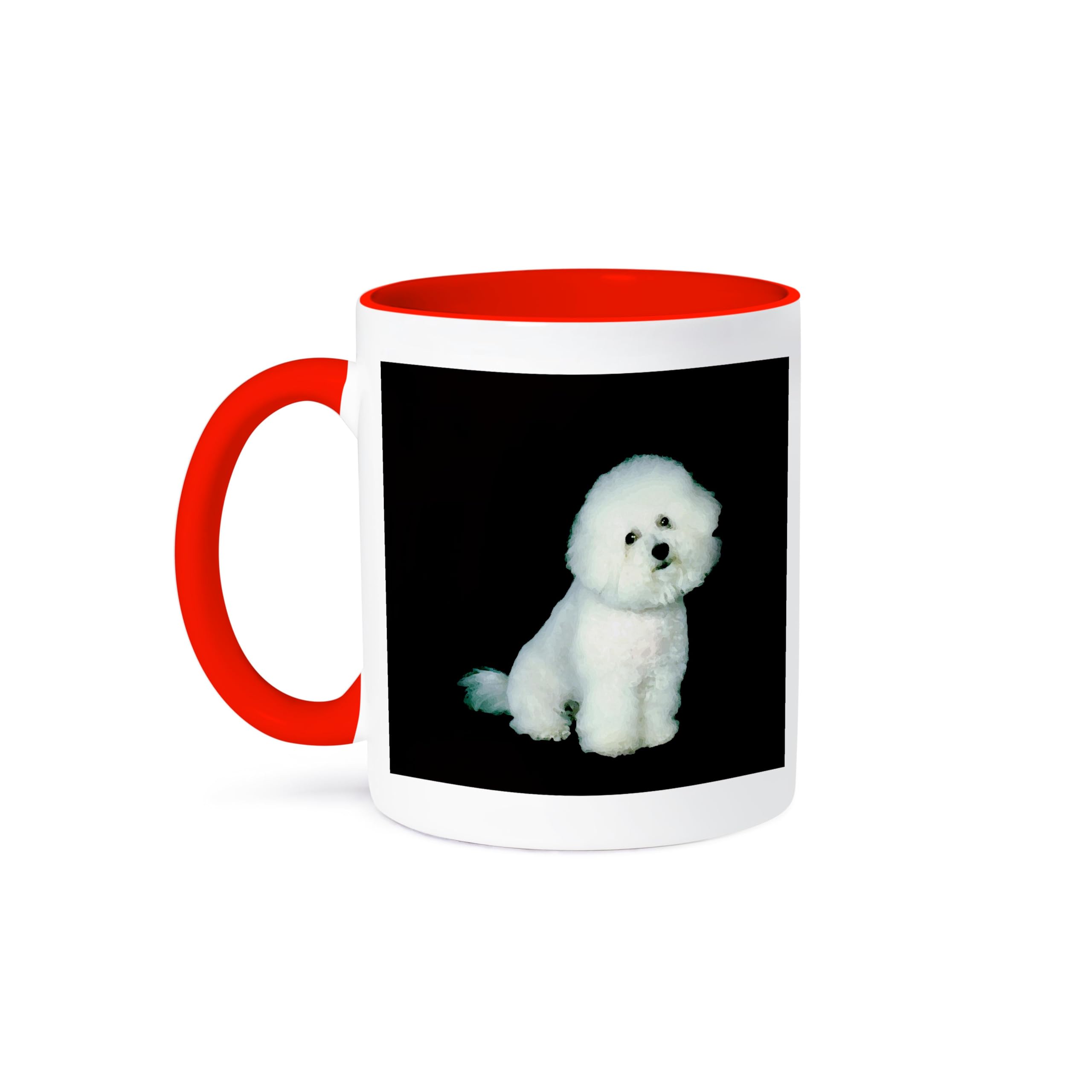 Bichon Frise Two Tone Red Ceramic Coffee Mug - 11 oz Insulated Cup for Hot & Cold Drinks - Perfect for Home, Office, or Gift - Red/White Design