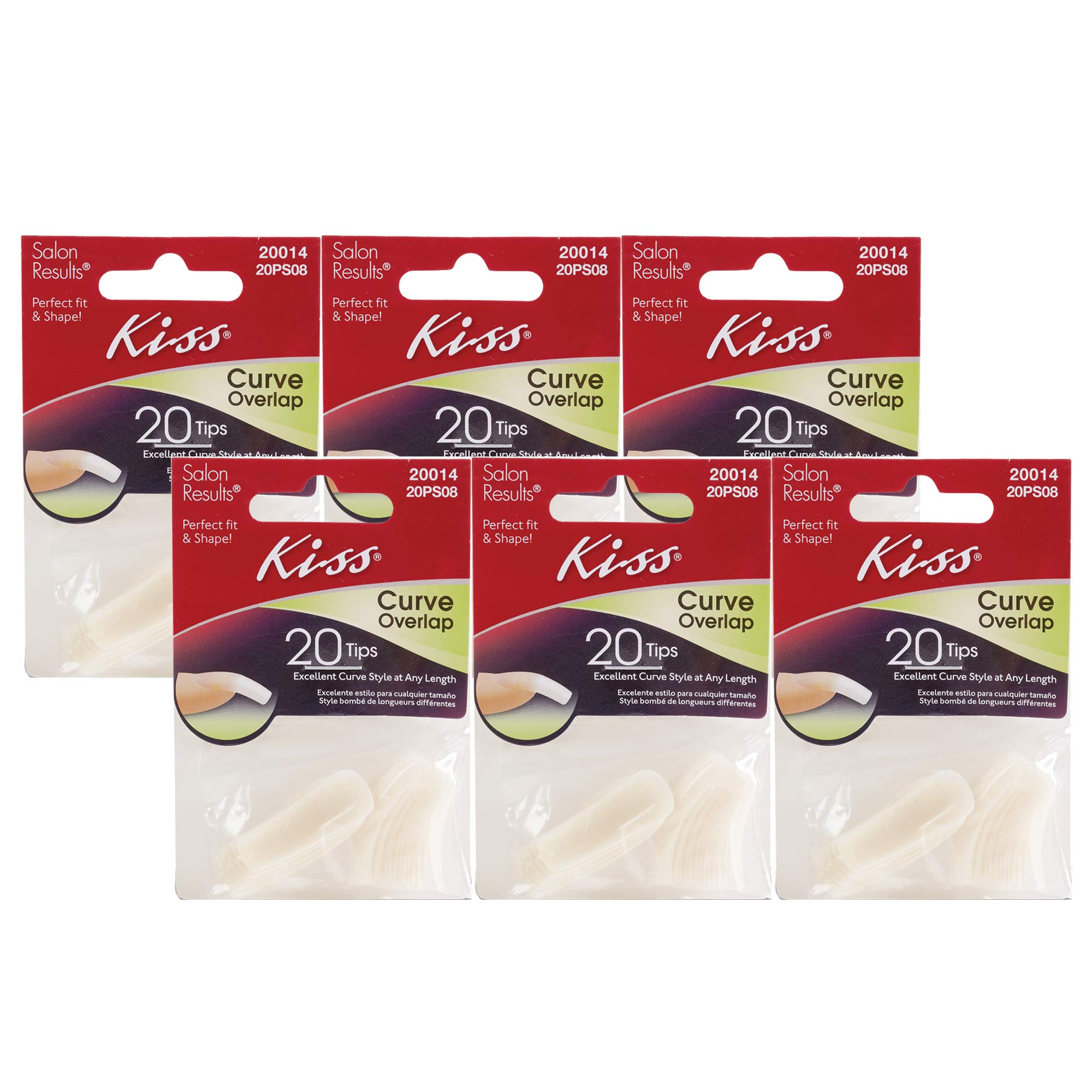 Kiss Acrylic Plain False Nails - 20 Count (6 Pack, Curve Overlap Design) for Natural Look & Easy Application | Perfect for Salon, Home Manicure, Parties & Special Occasions