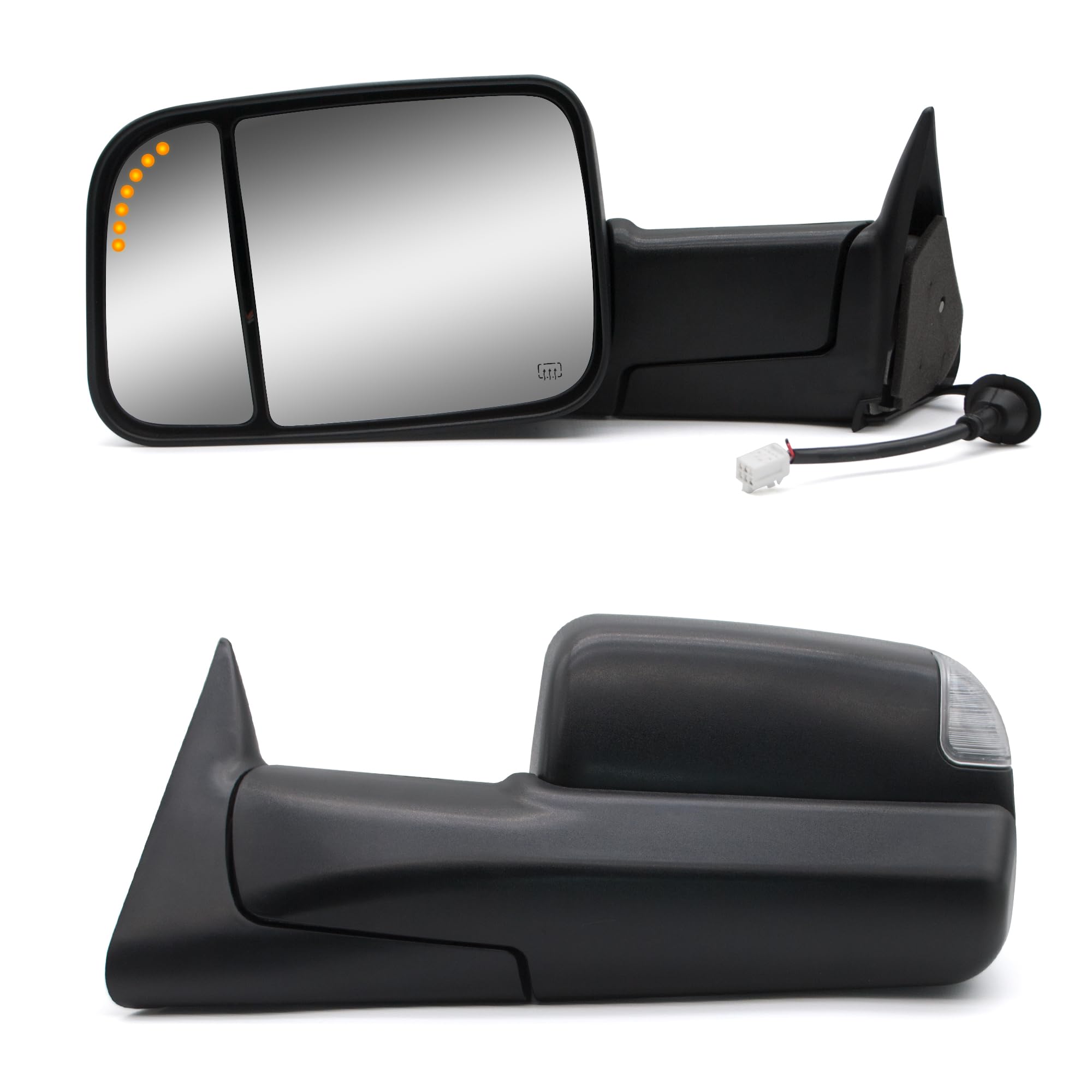 Dodge Ram 1500 2500 3500 Towing Mirrors - Power Heated Manual Flip Up Tow Mirrors LH RH Compatible with 1998-2002 Models | Perfect for Towing Trailers, Boats & RVs | Enhanced Visibility & Safety