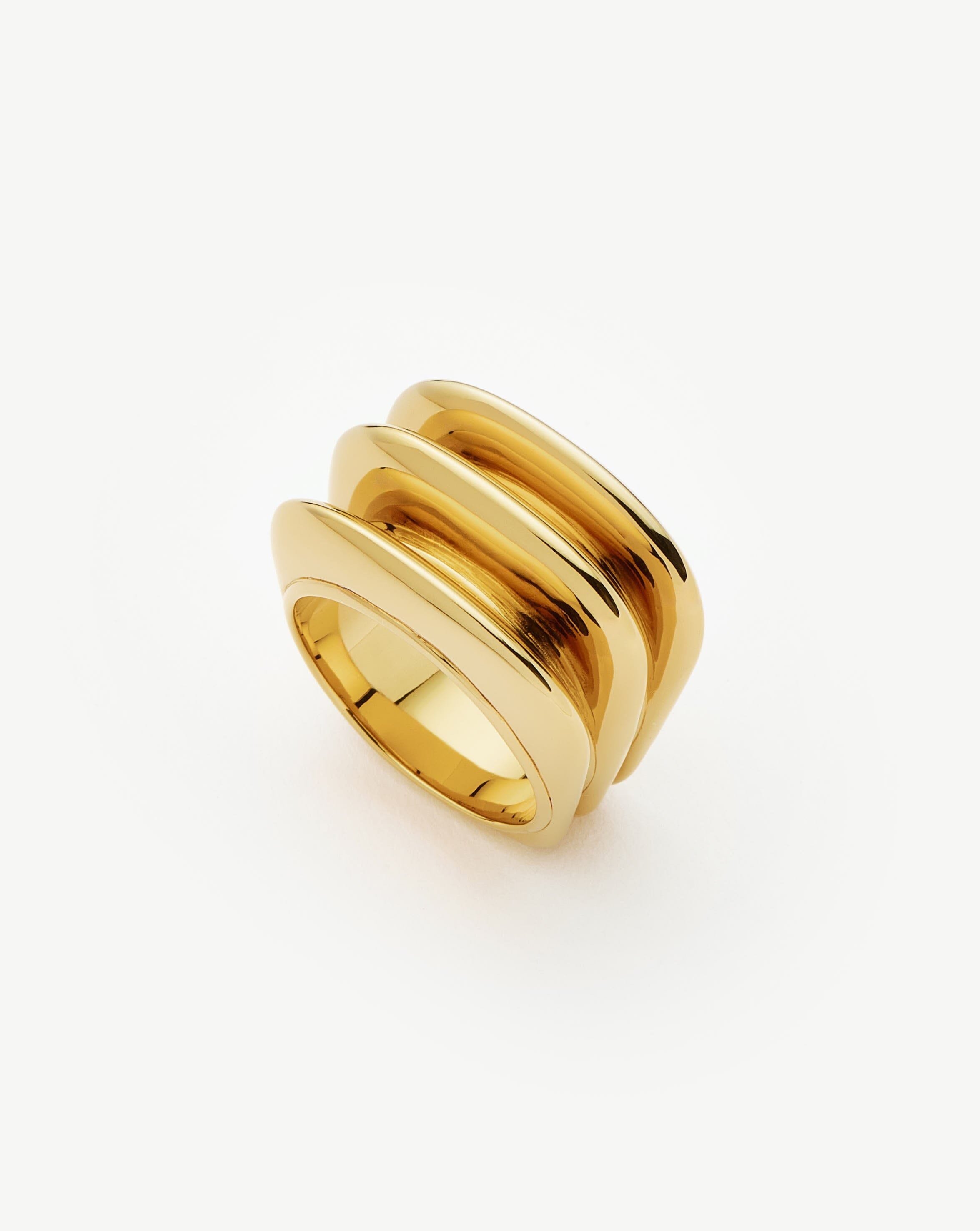 Hera Dome Triple Ridge Ring for Women - Elegant Stackable Minimalist Ring Set - Perfect for Everyday Wear, Gifts & Special Occasions