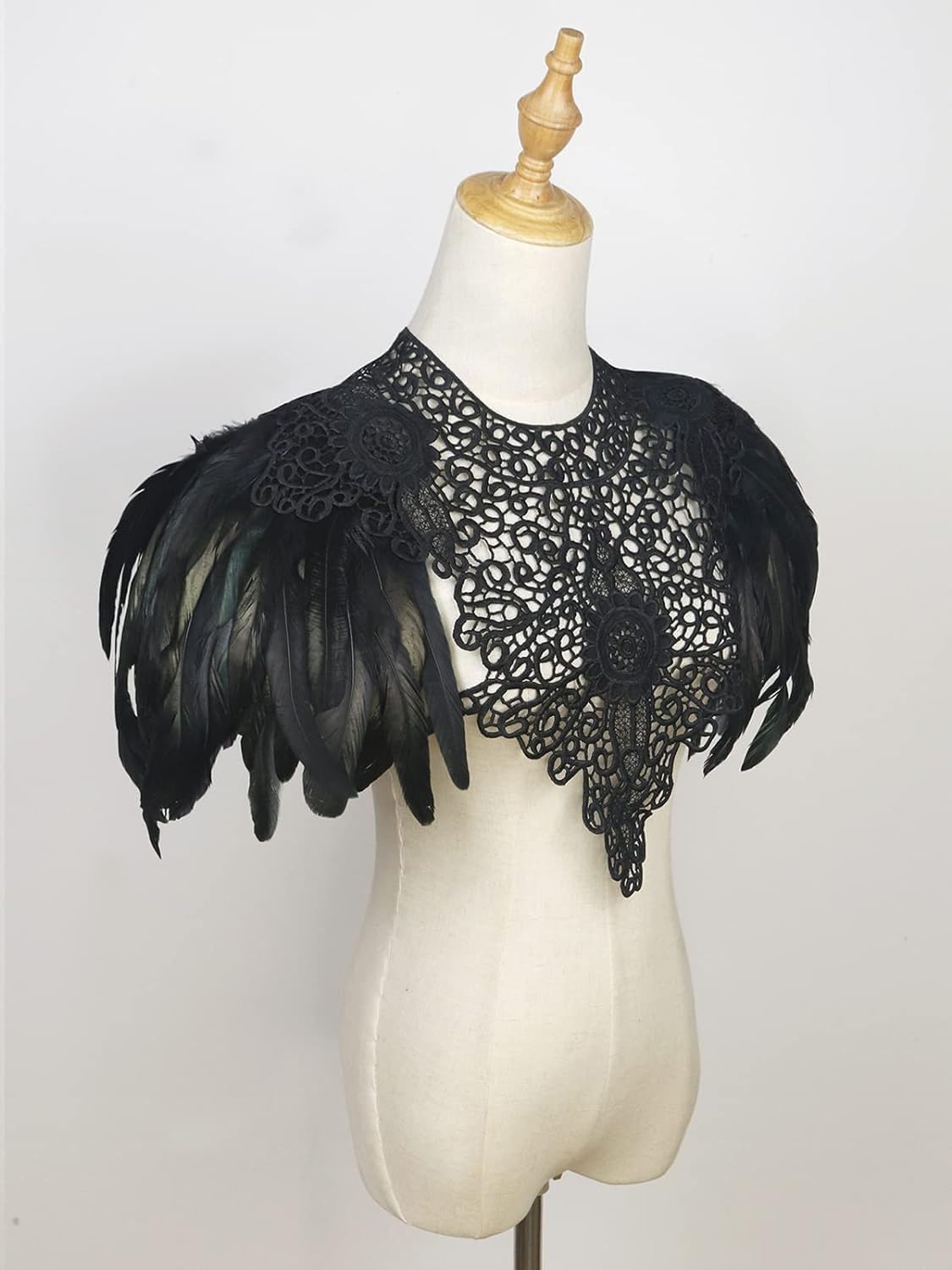 Feathered Shoulder Pads with Wings - Halloween Witch Harness & Masquerade Costume for Women | Perfect for Carnival, Cosplay & Gothic Raven Costume Parties