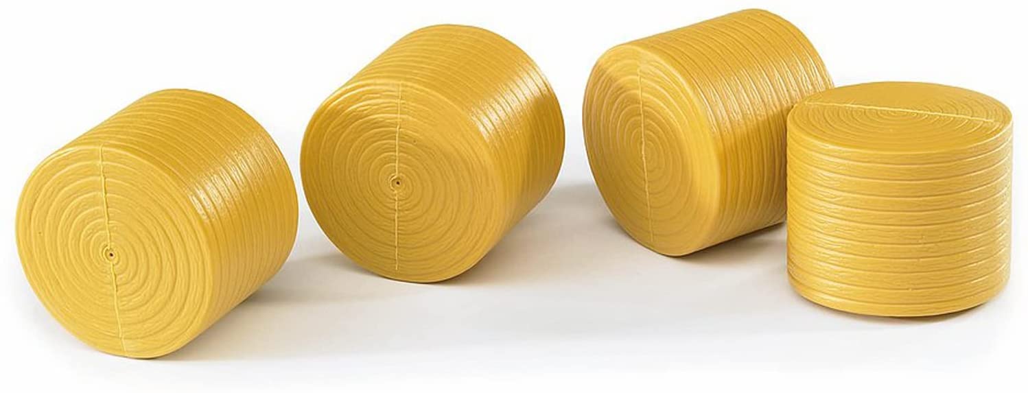 Bruder 02344 Farm Toy Accessories - 4-Piece Round Hay Bales Set in Brown | Realistic Agricultural Playset for Kids & Collectors | Perfect for Farm Dioramas, Tractor Play & Educational Scenes