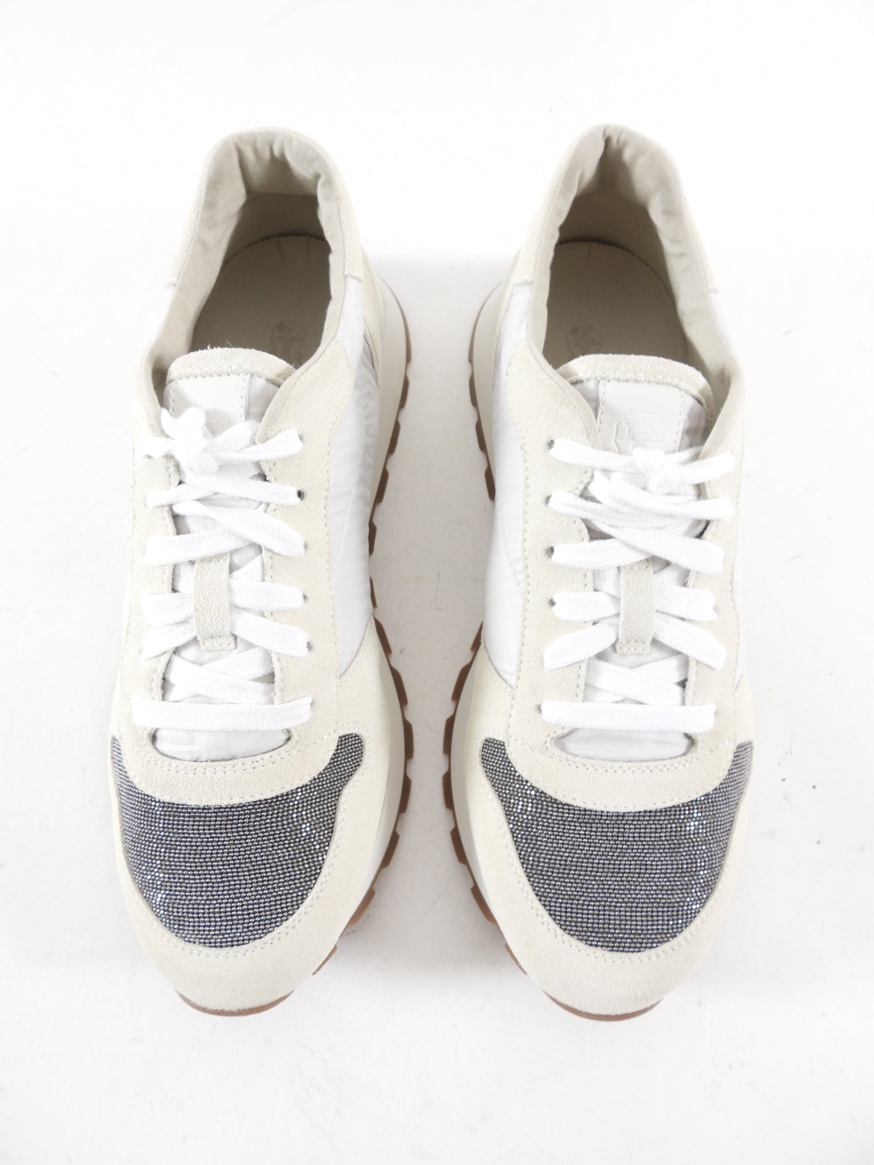 Brunello Cucinelli Off-White Leather & Nylon Monili Sneakers - Size 40 | Luxury Casual Shoes for Men | Perfect for Everyday Wear & Stylish Outings