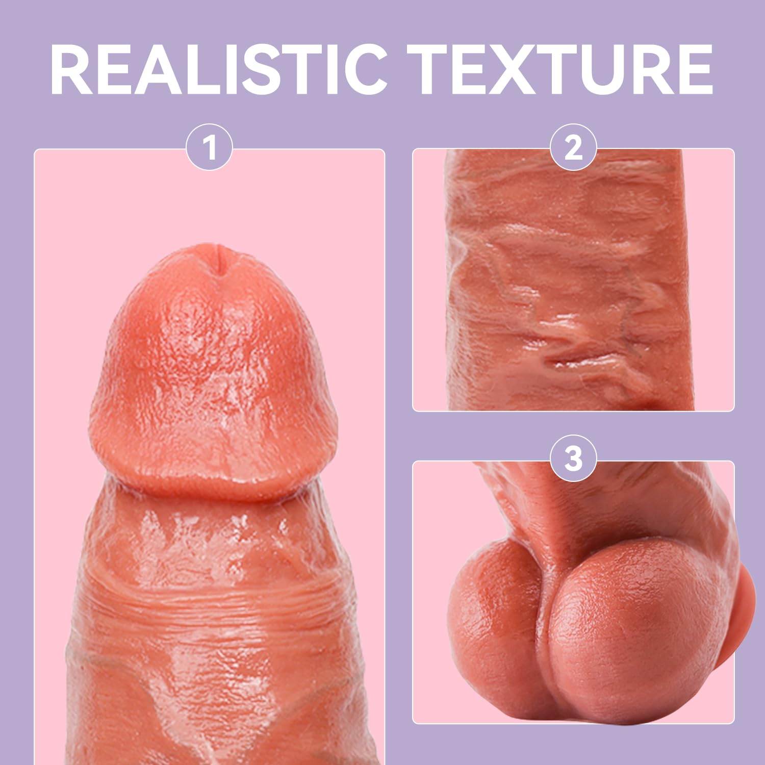 10 Inch Realistic Silicone Dildo with Strong Suction Cup - 3.15
