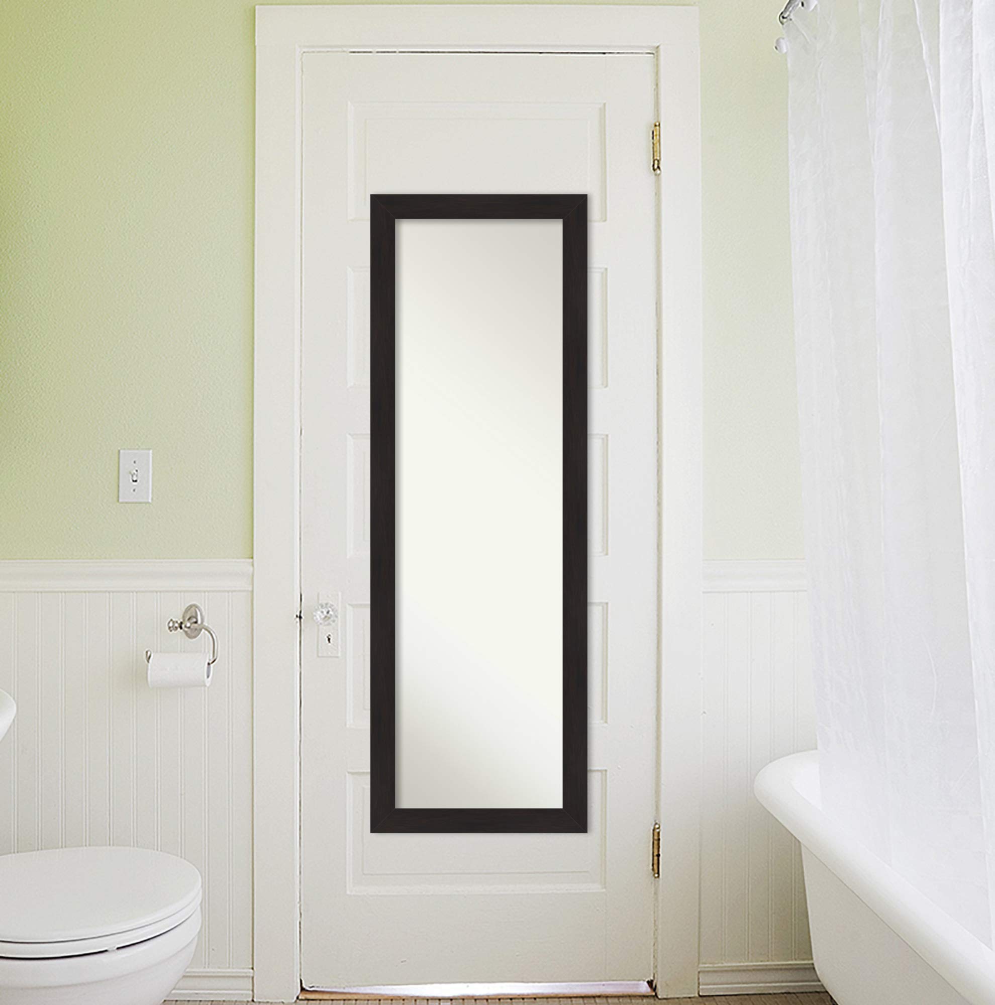 Amanti Art 52x18 Inch Full Length Mirror for Door - Espresso Brown Narrow Tall Wall Mirror with Casual Frame, No Visible Brackets - Perfect for Bedroom Decor, Closet Organization & Home Styling