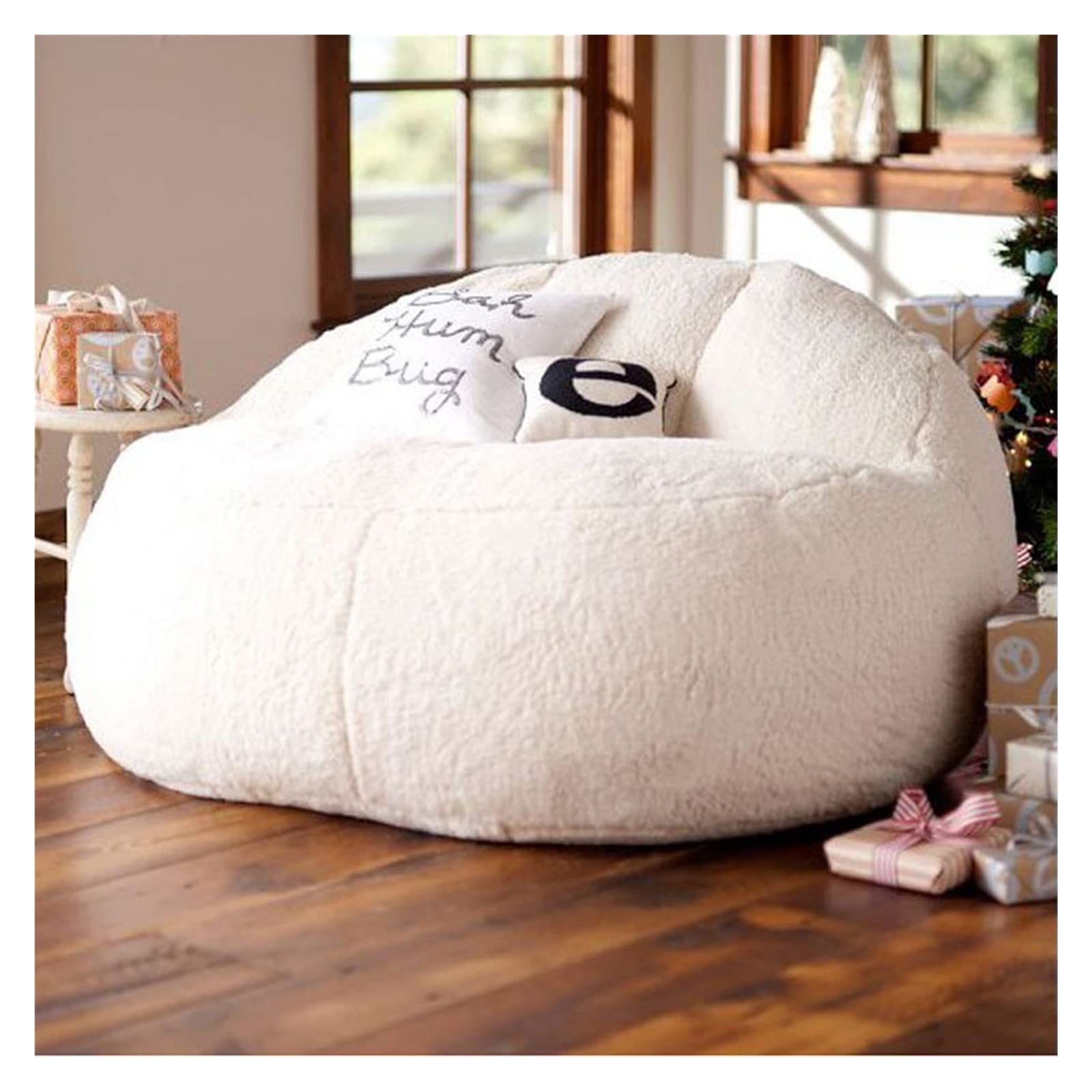Soft Fluffy Faux Fur Bean Bag Chair Cover - Giant Round Living Room Furniture for Lazy Sofa Bed (No Filling Included) | Perfect for Cozy Lounging, Movie Nights & Dorm Room Decor