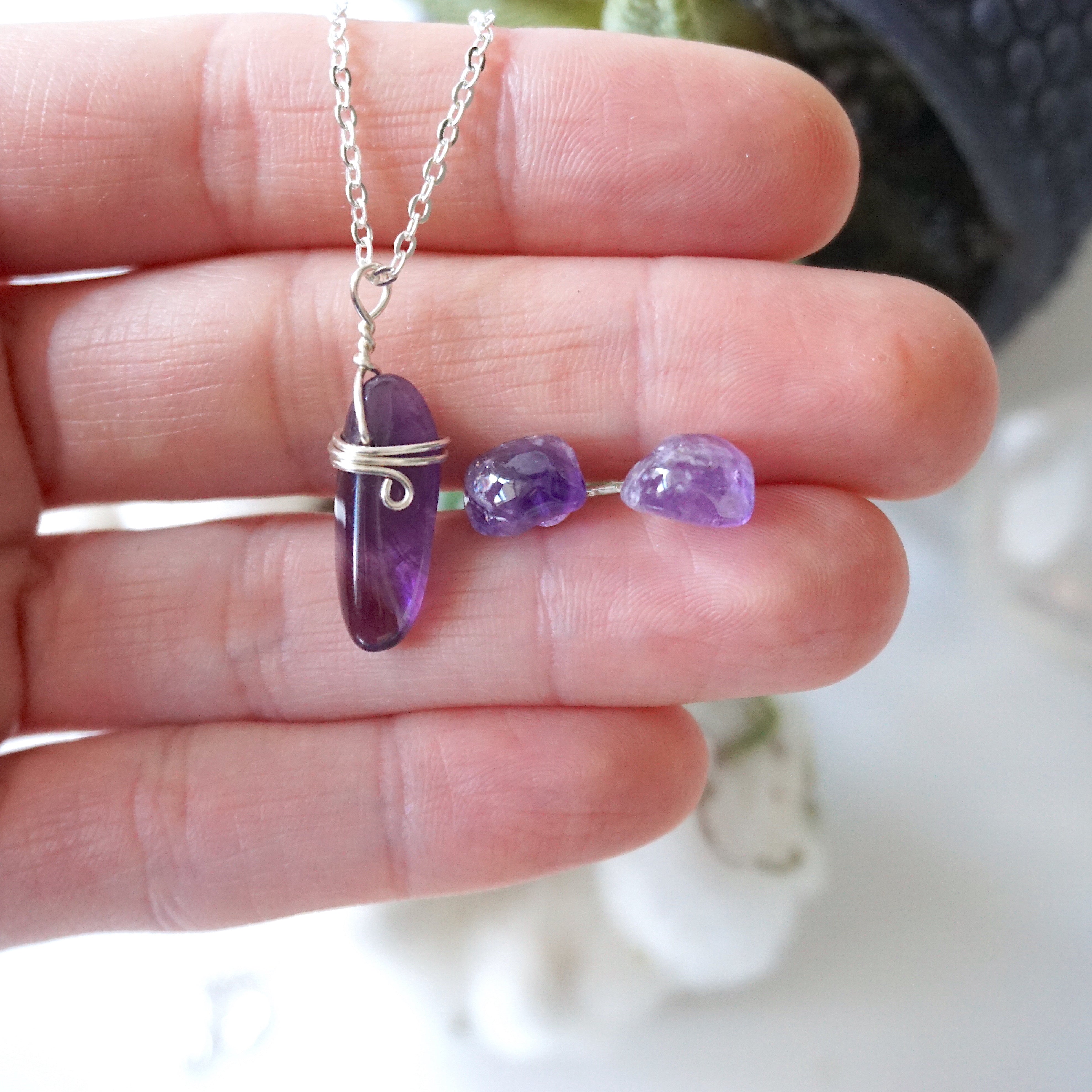 Amethyst Charm Set Sterling Silver - Elegant Jewelry for Women, Gift for Her, Birthday & Anniversary Present - Perfect for Everyday Wear & Special Occasions