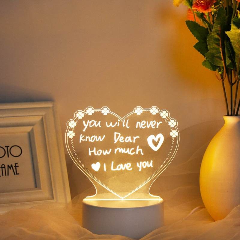 GlowWriter - Cute Kawaii LED Message Board Lamp for Bedroom, Desk & Nightstand - Customizable Light-Up Display for Notes, Quotes & Decor
